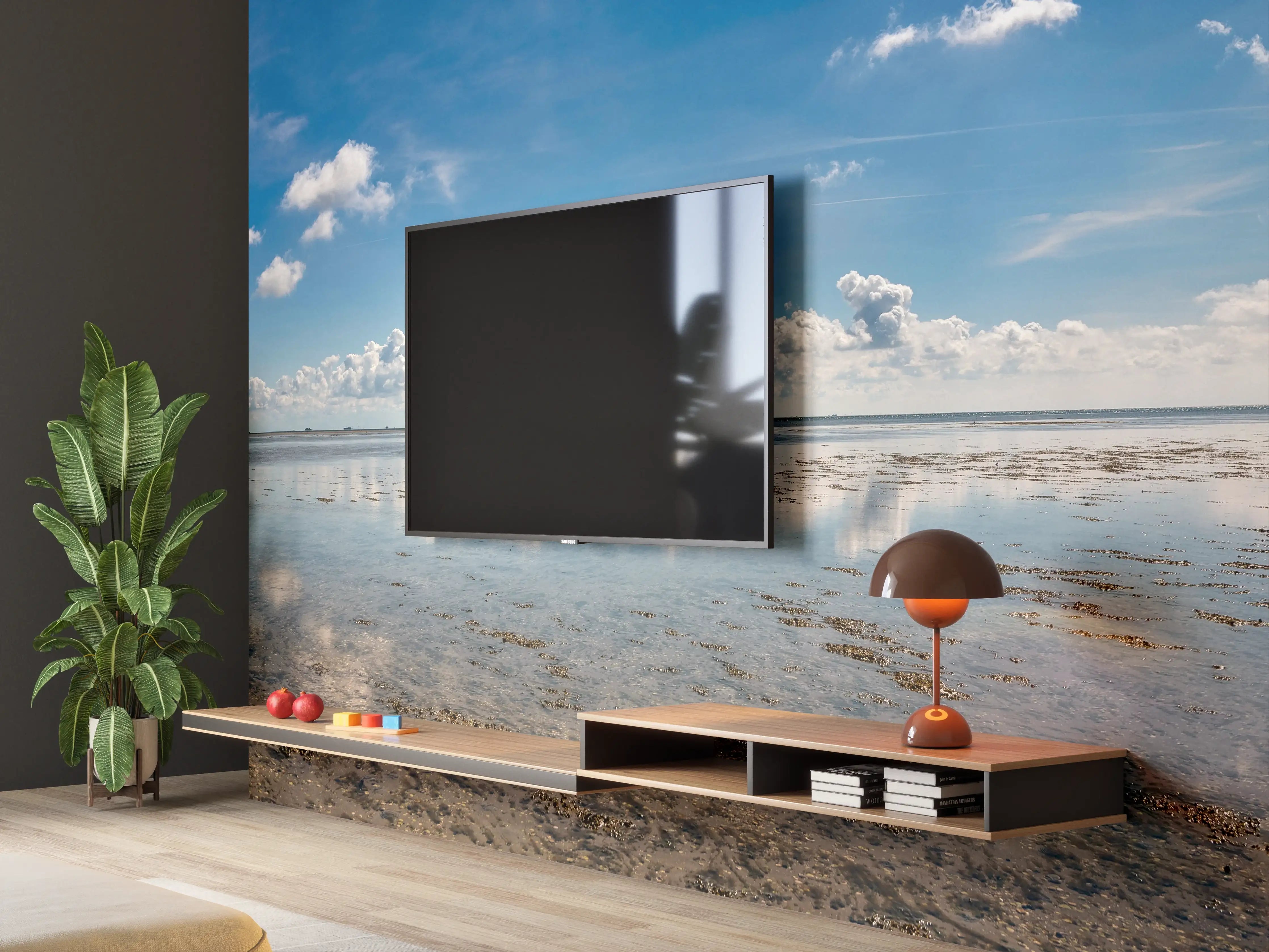 Wandverkleidung Wohnzimmer - Panoramablick auf den ruhigen Ozean
