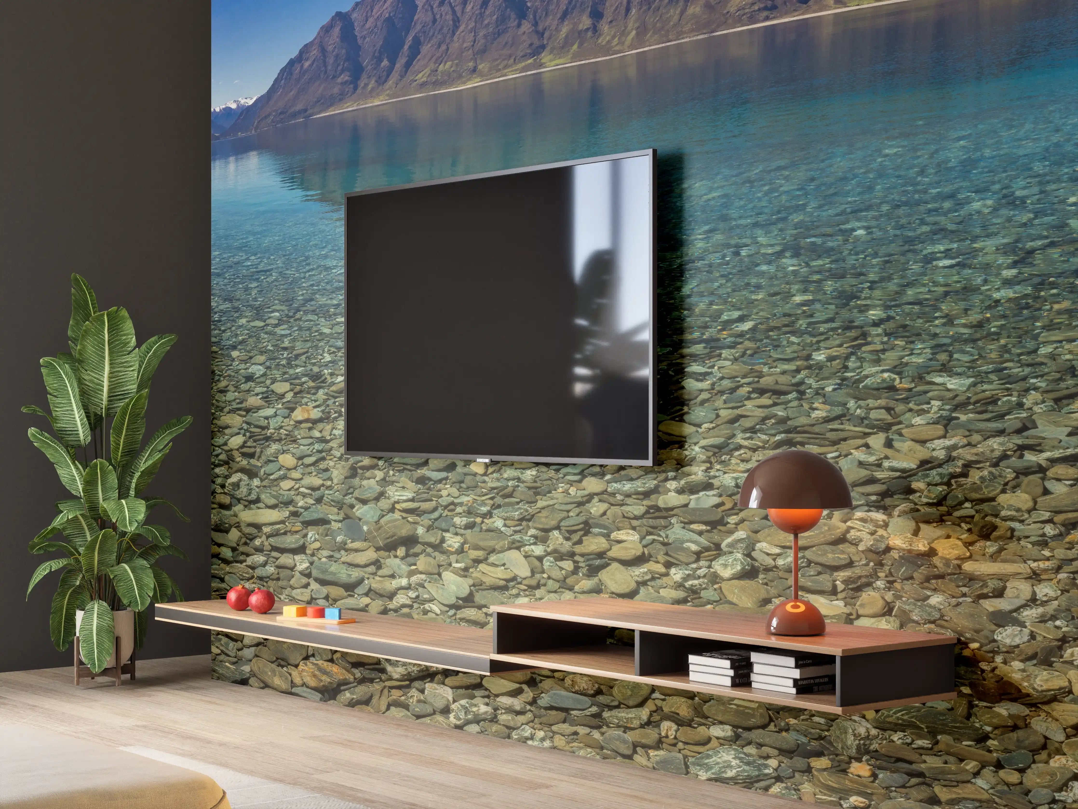 Wandverkleidung Wohnzimmer - Panoramafotos vom Hawea-See