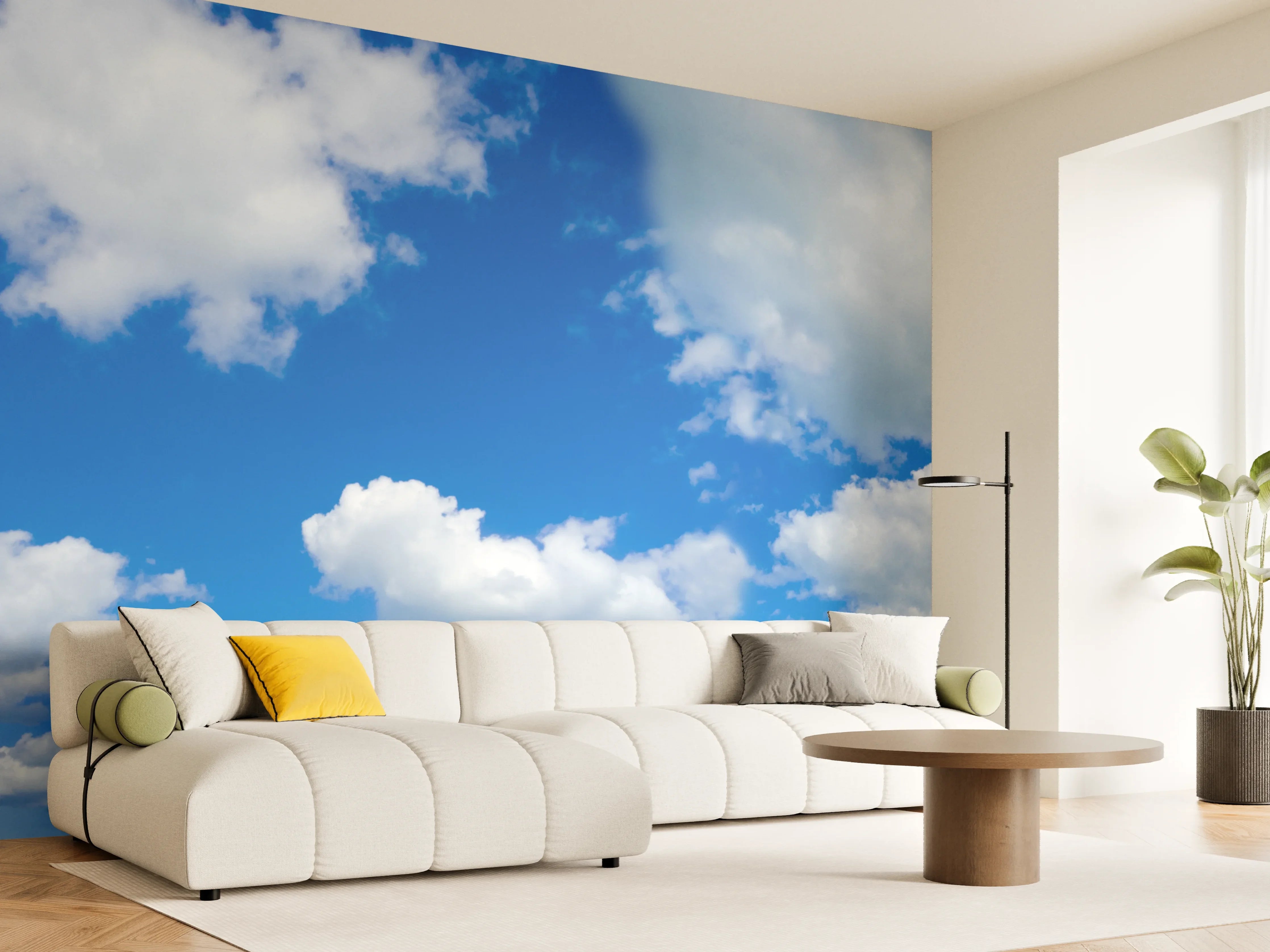 Wandverkleidung Wohnzimmer - Panoramischer Himmel mit Wolken