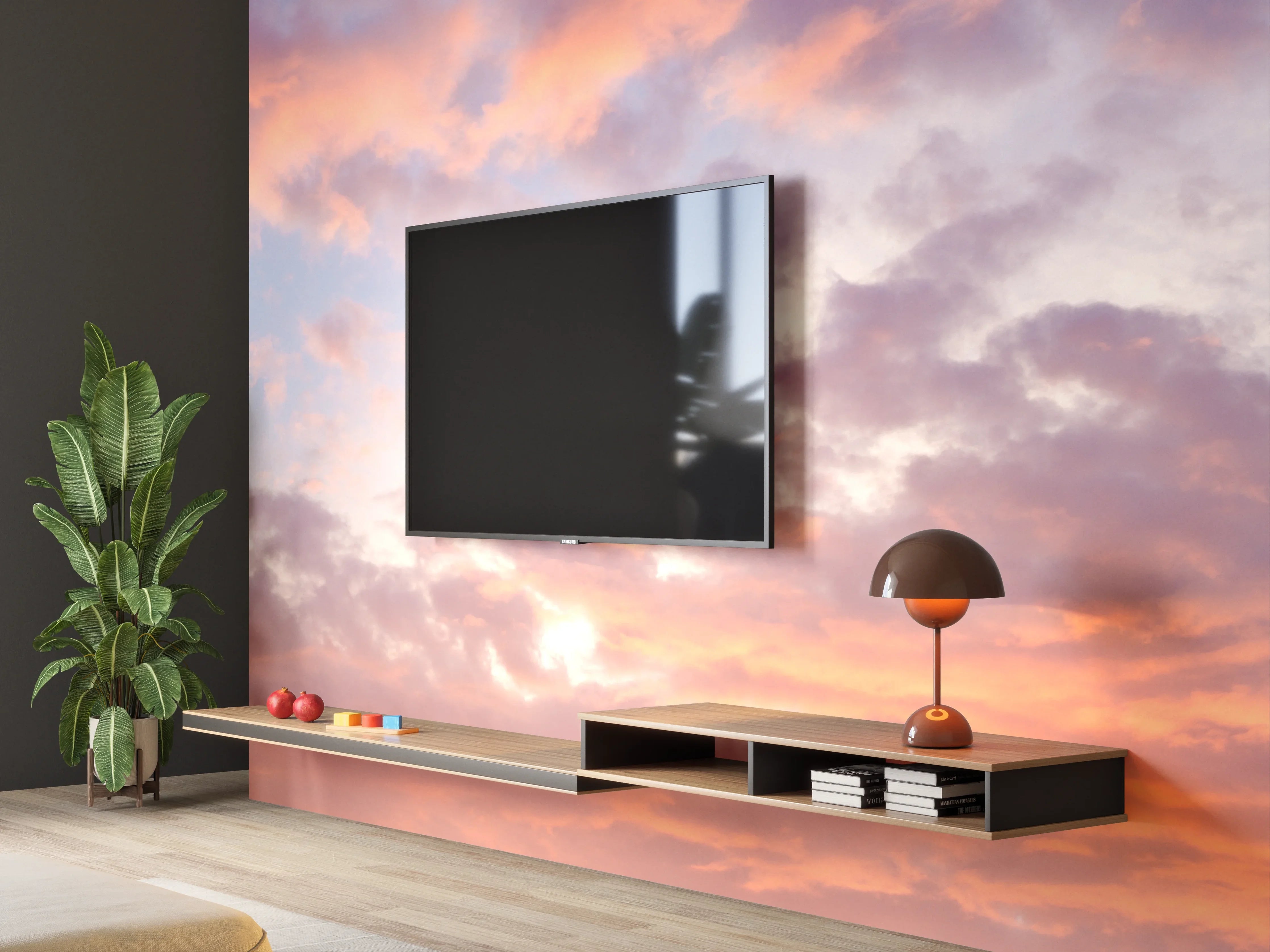 Wandverkleidung Wohnzimmer - Pastell-Sonnenuntergangs-Himmel