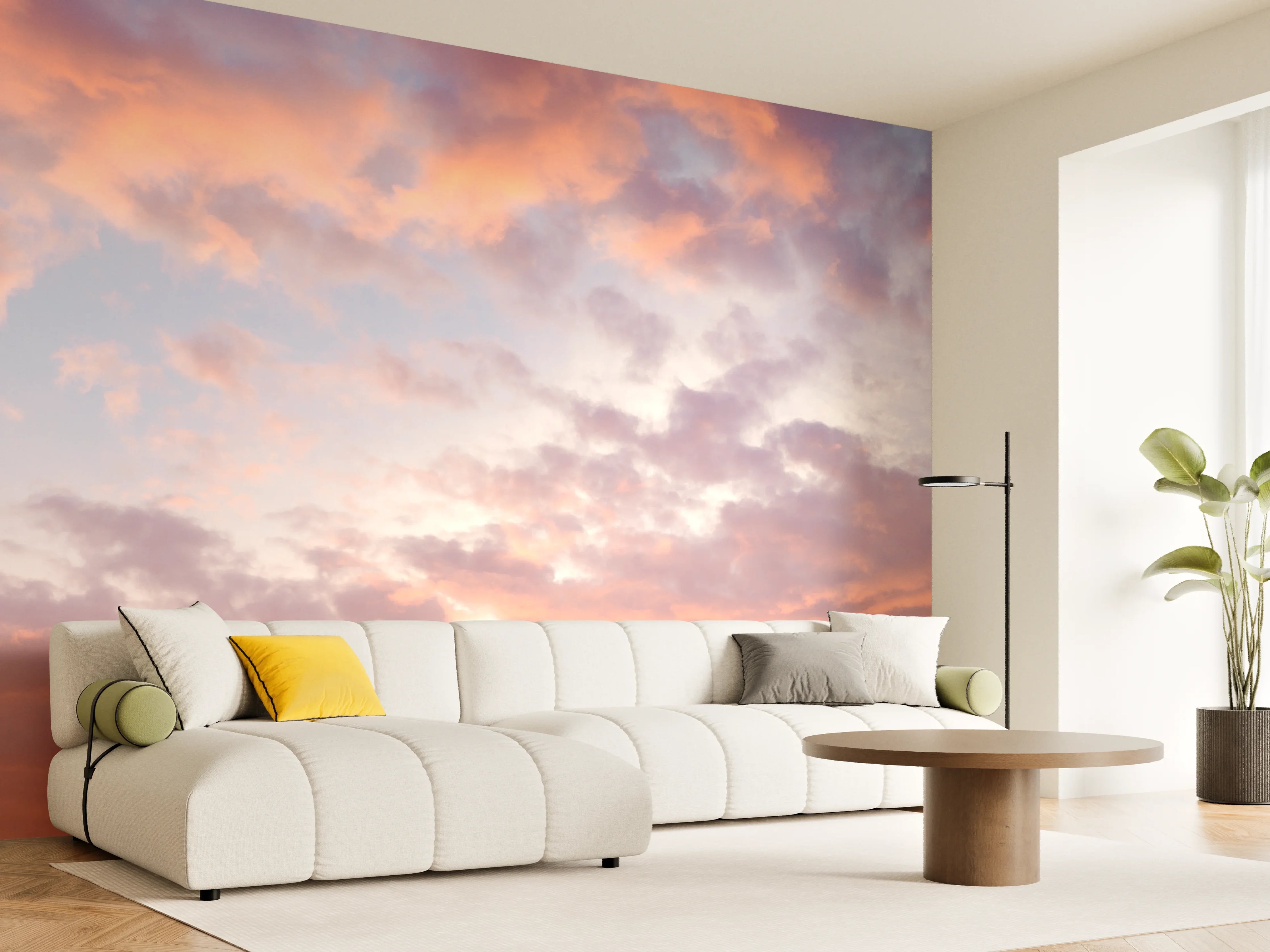Wandverkleidung Wohnzimmer - Pastell-Sonnenuntergangs-Himmel