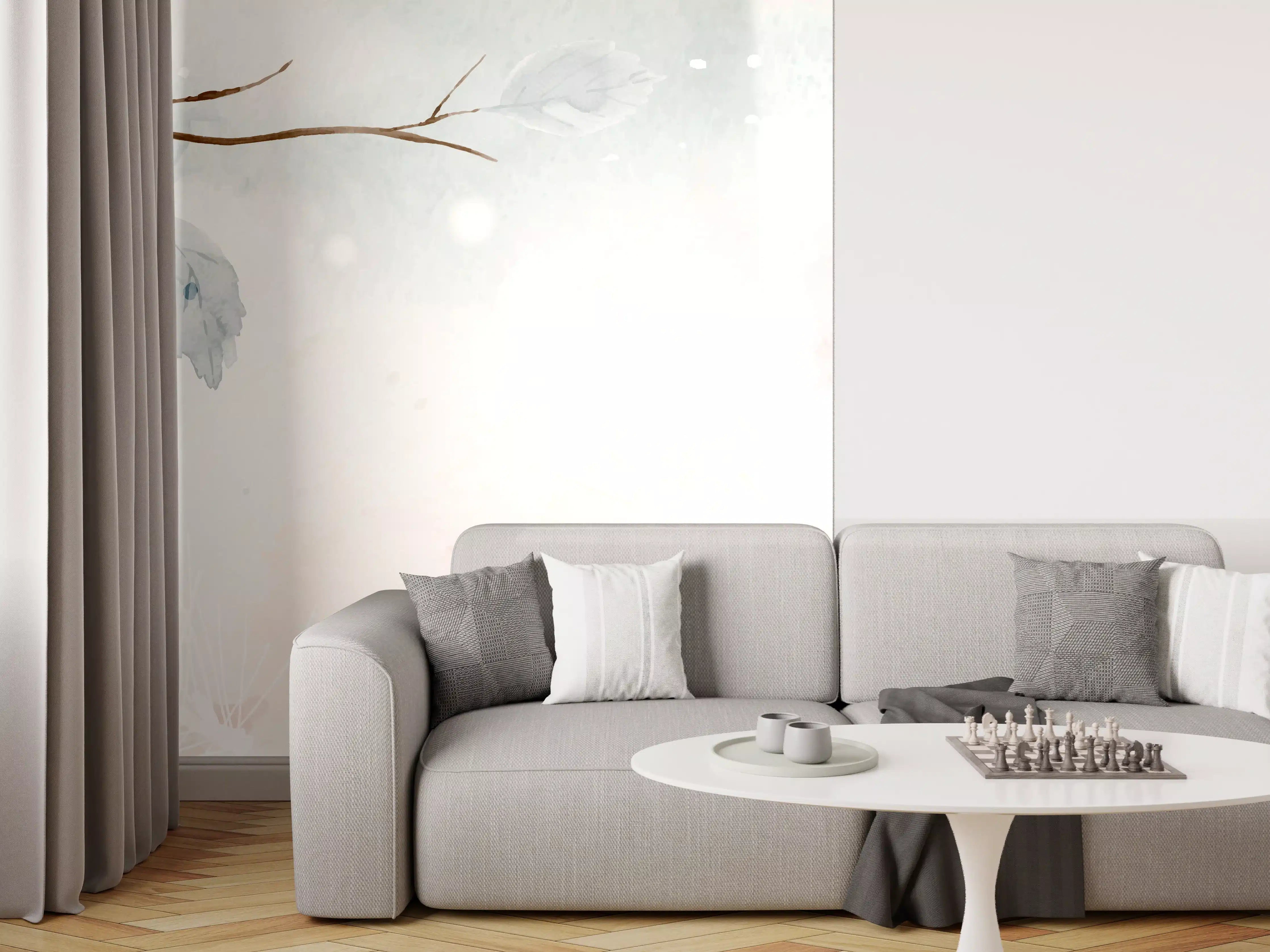 Wandverkleidung Wohnzimmer - Pastell Winter Zweige