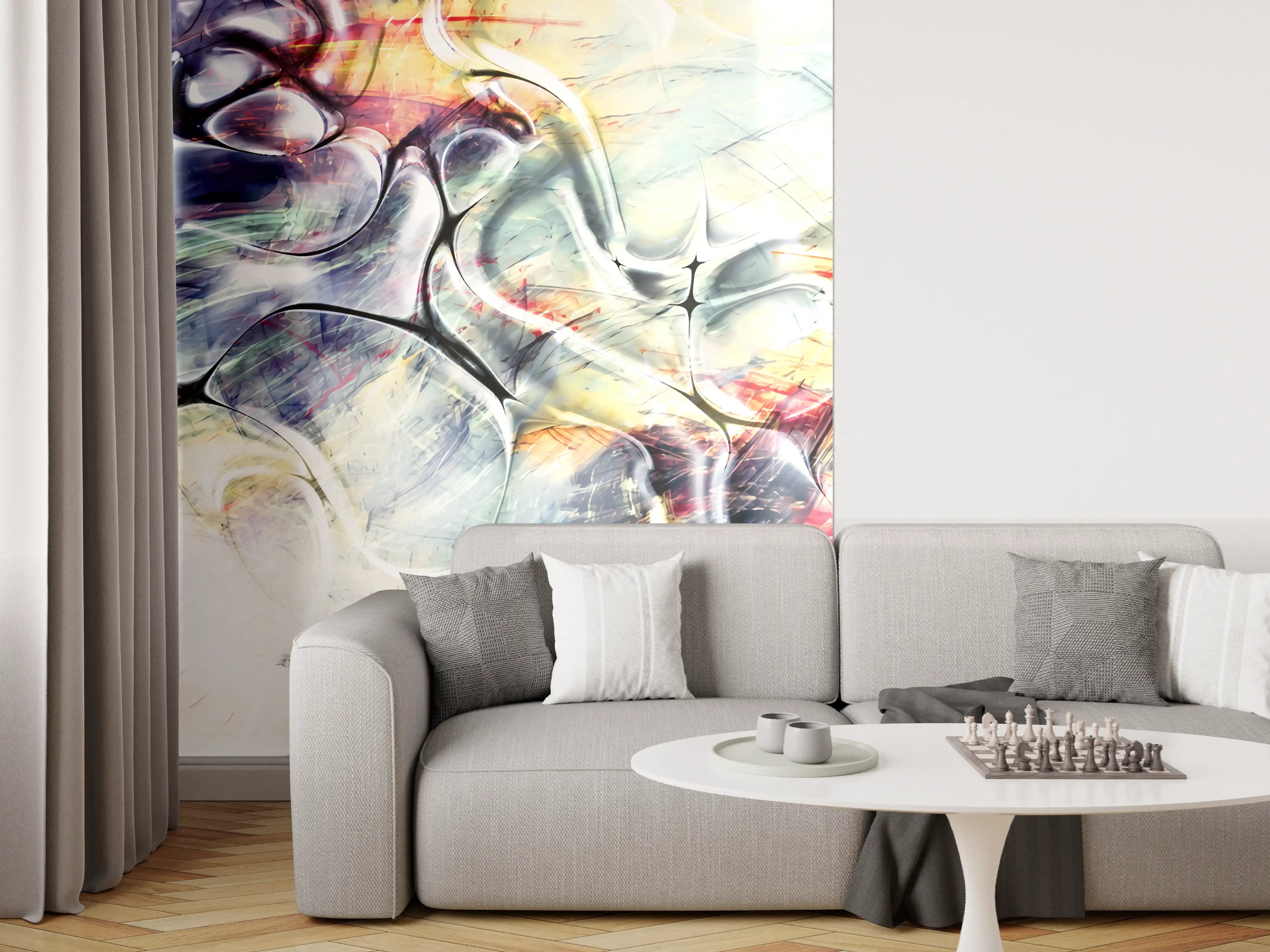 Wandverkleidung Wohnzimmer - Pastellfarben Kunst