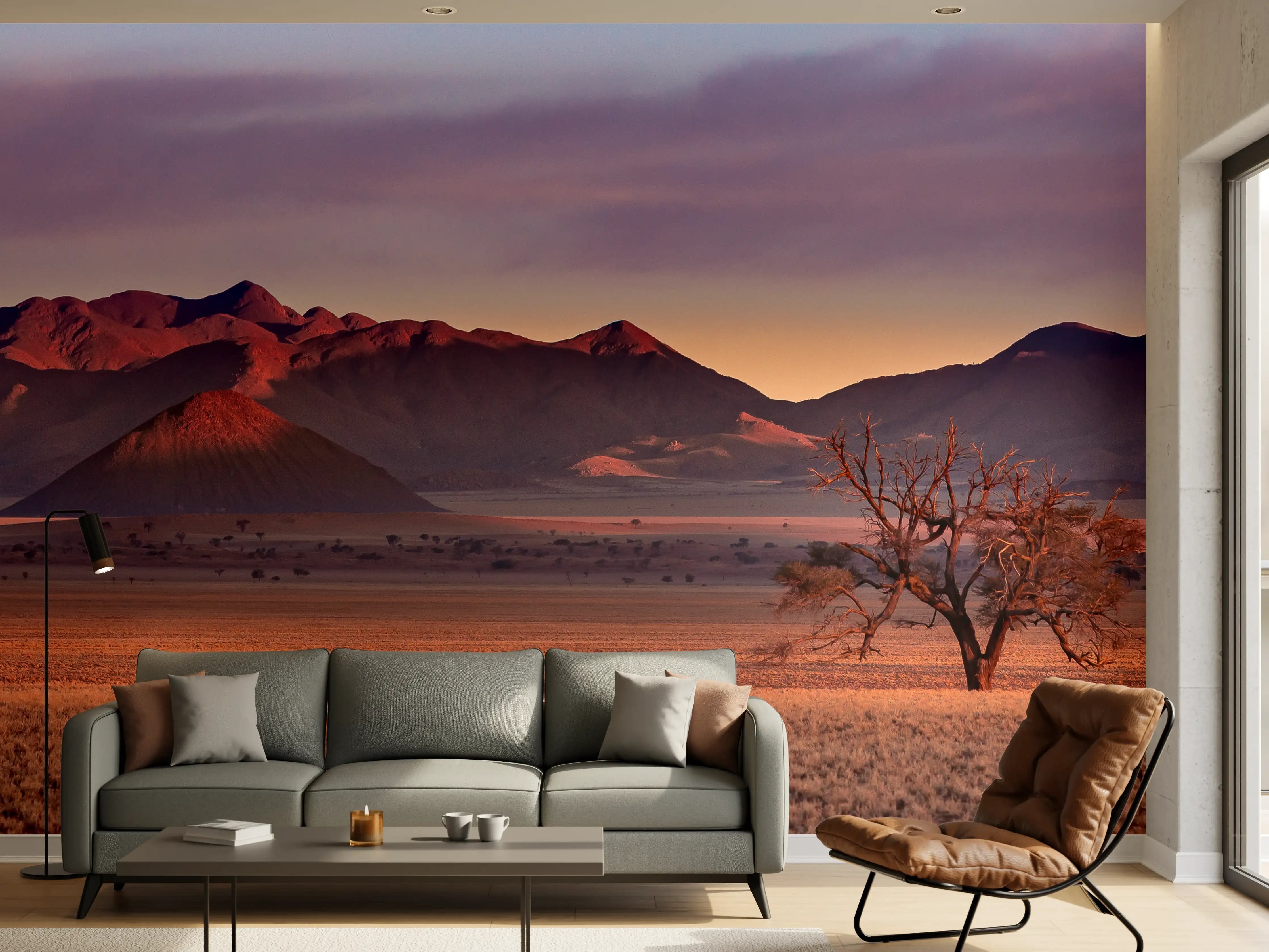 Wandverkleidung Wohnzimmer - Peaceful Mountain Desert Sunset