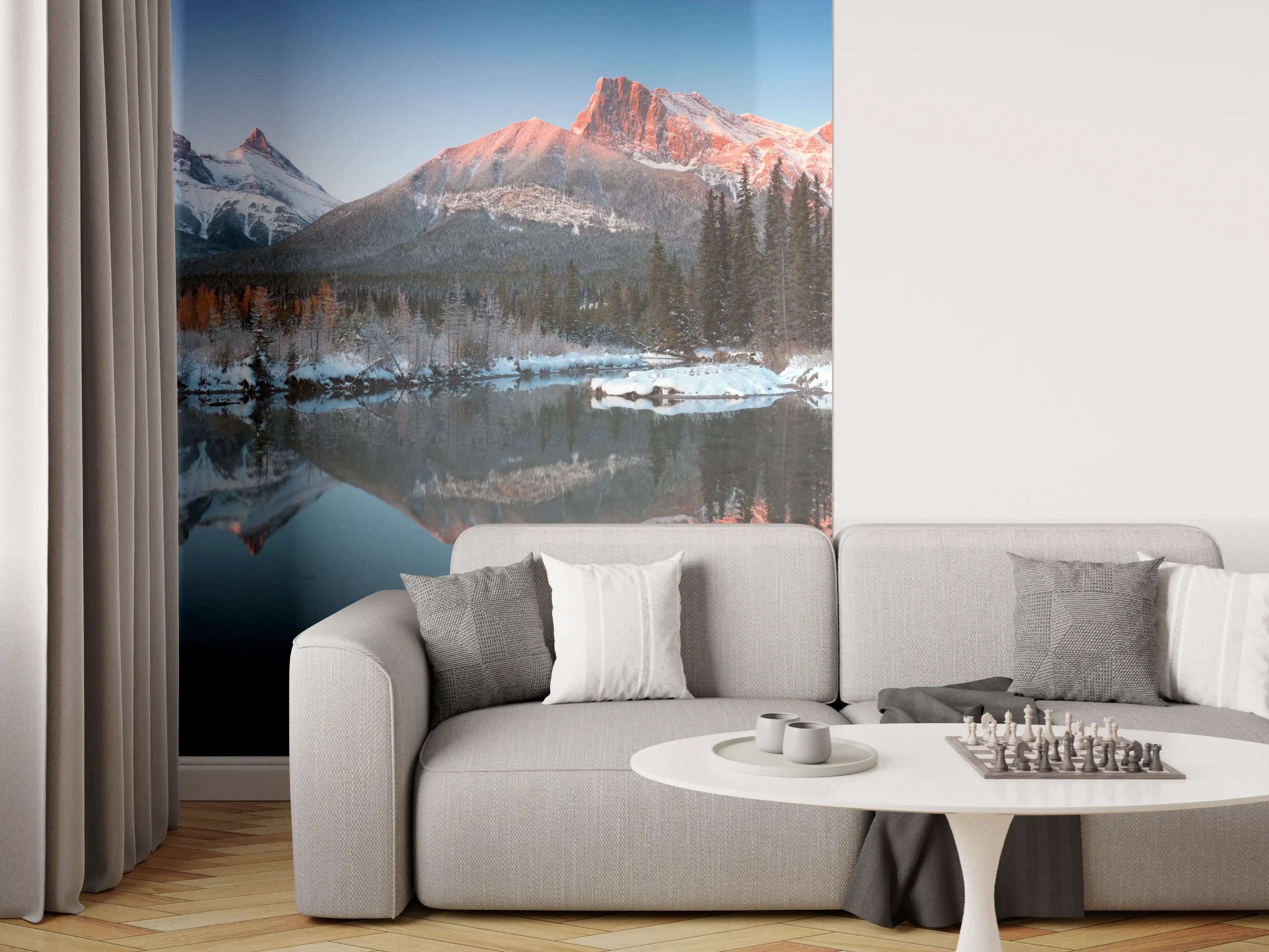 Wandverkleidung Wohnzimmer - Perfektes Spiegelbild der Drei-Schwestern-Gipfel