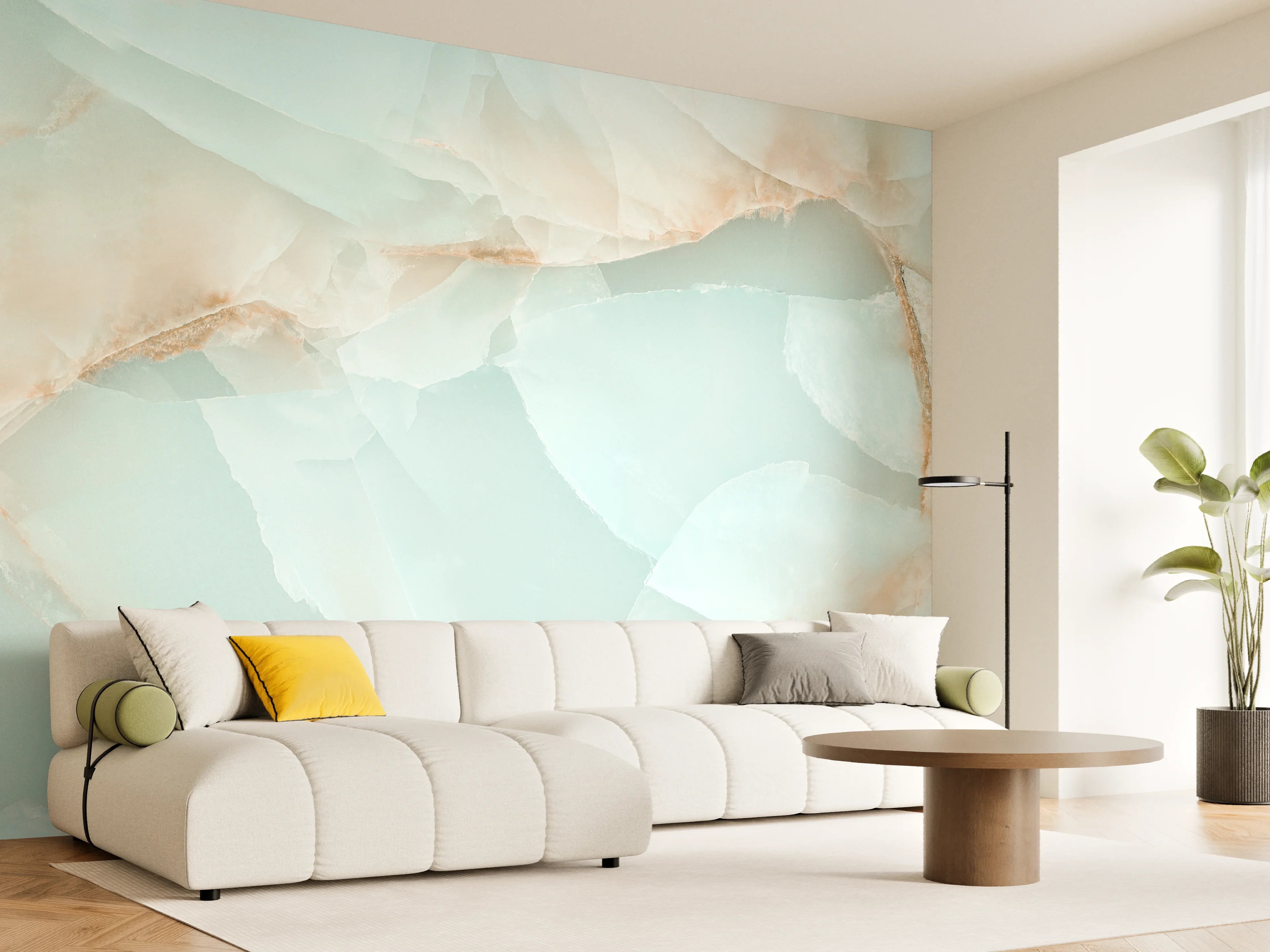 Wandverkleidung Wohnzimmer - Polierter Onyx-Marmor