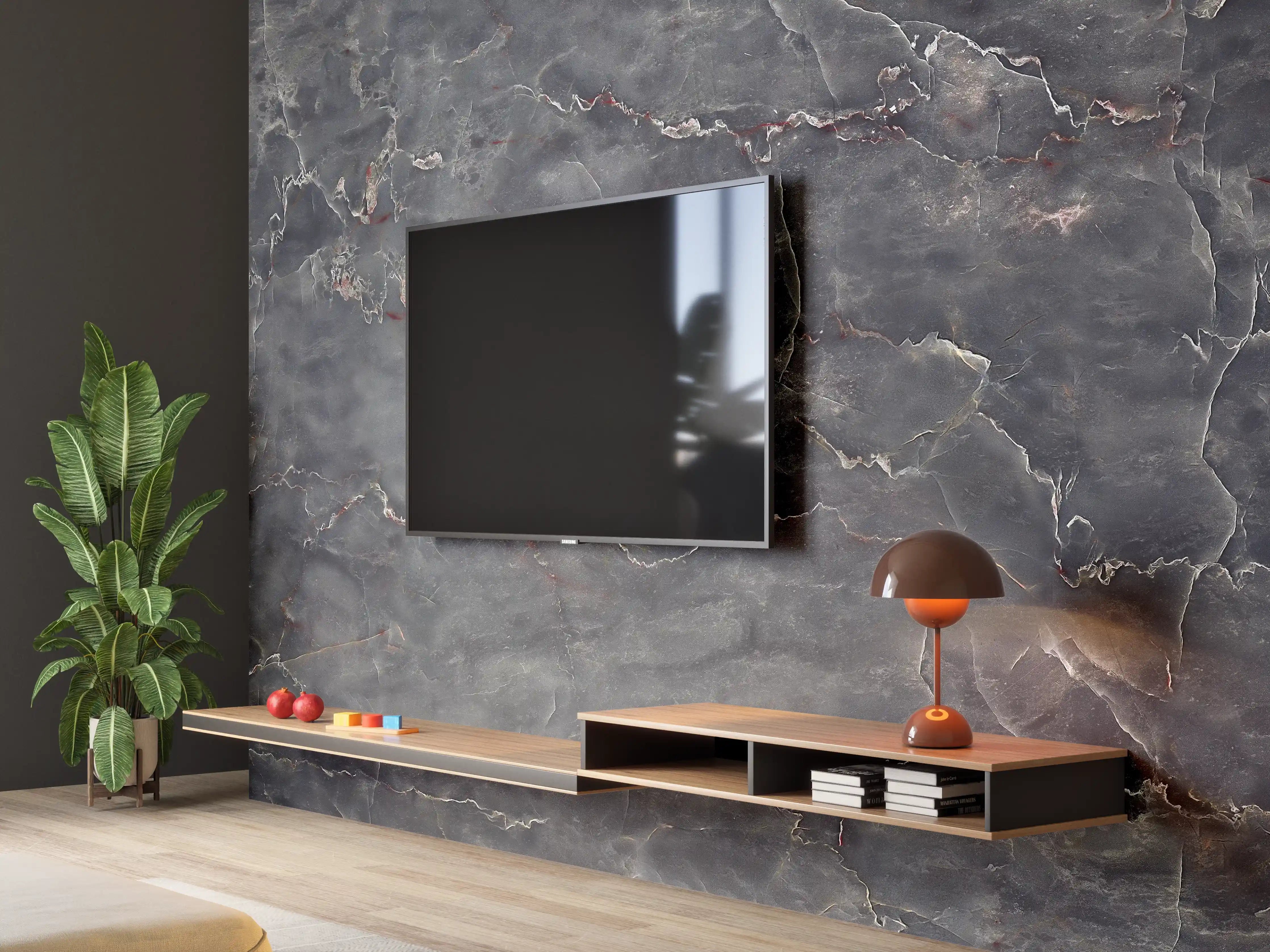 Wandverkleidung Wohnzimmer - Polierter Onyxmarmor mit Adern