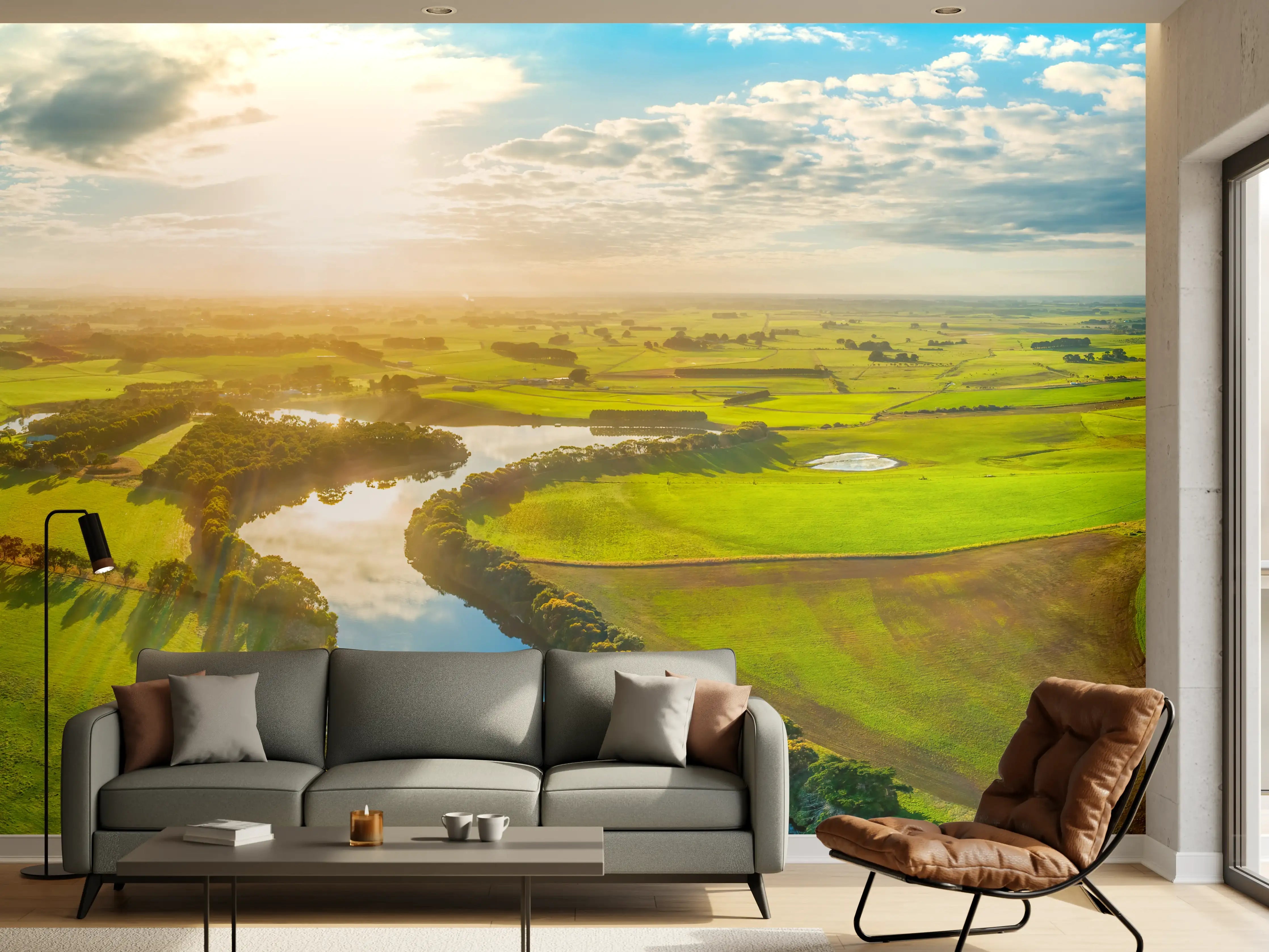 Wandverkleidung Wohnzimmer - Ponorama Hokins River