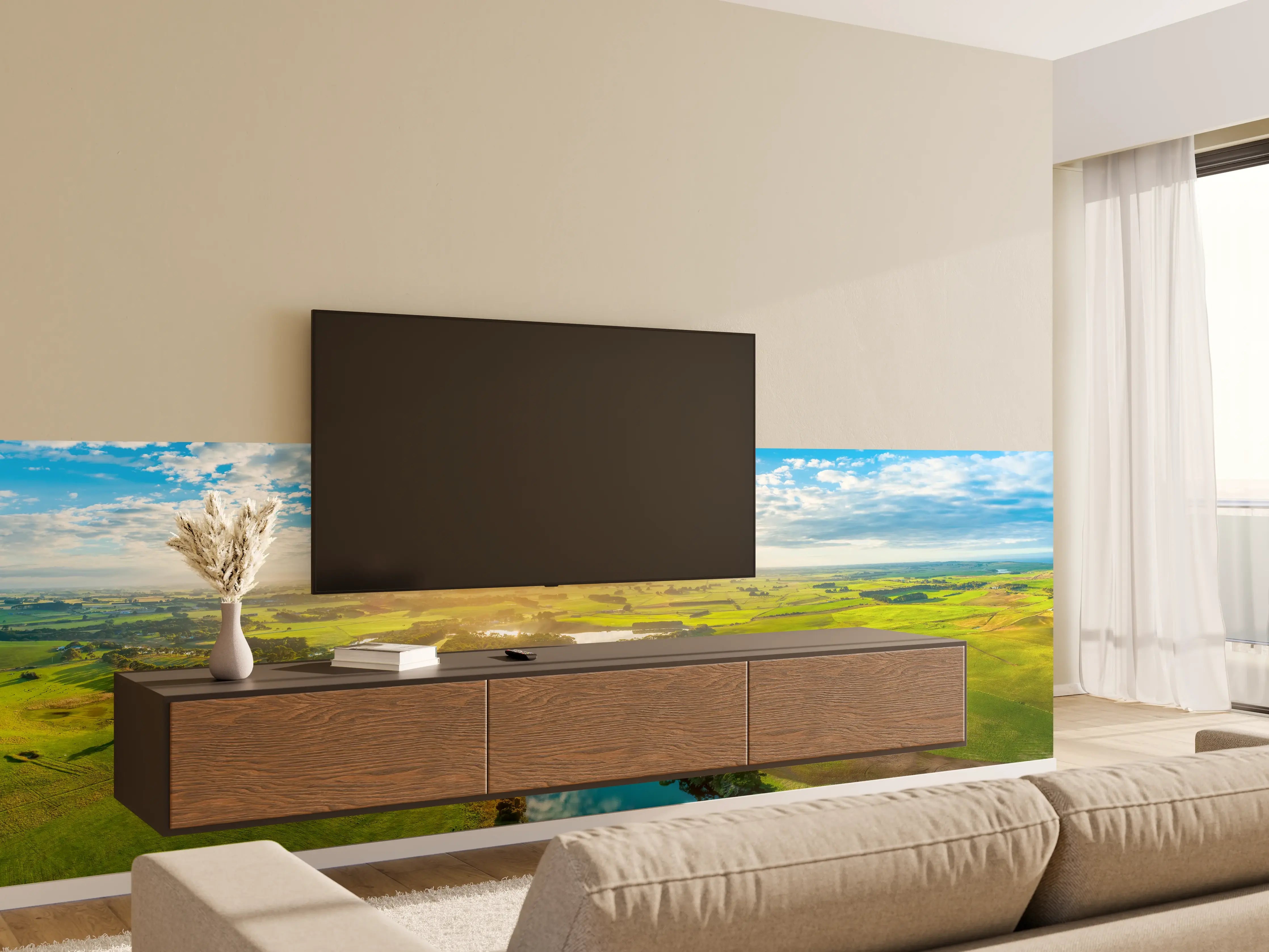 Wandverkleidung Wohnzimmer - Ponorama Hokins River