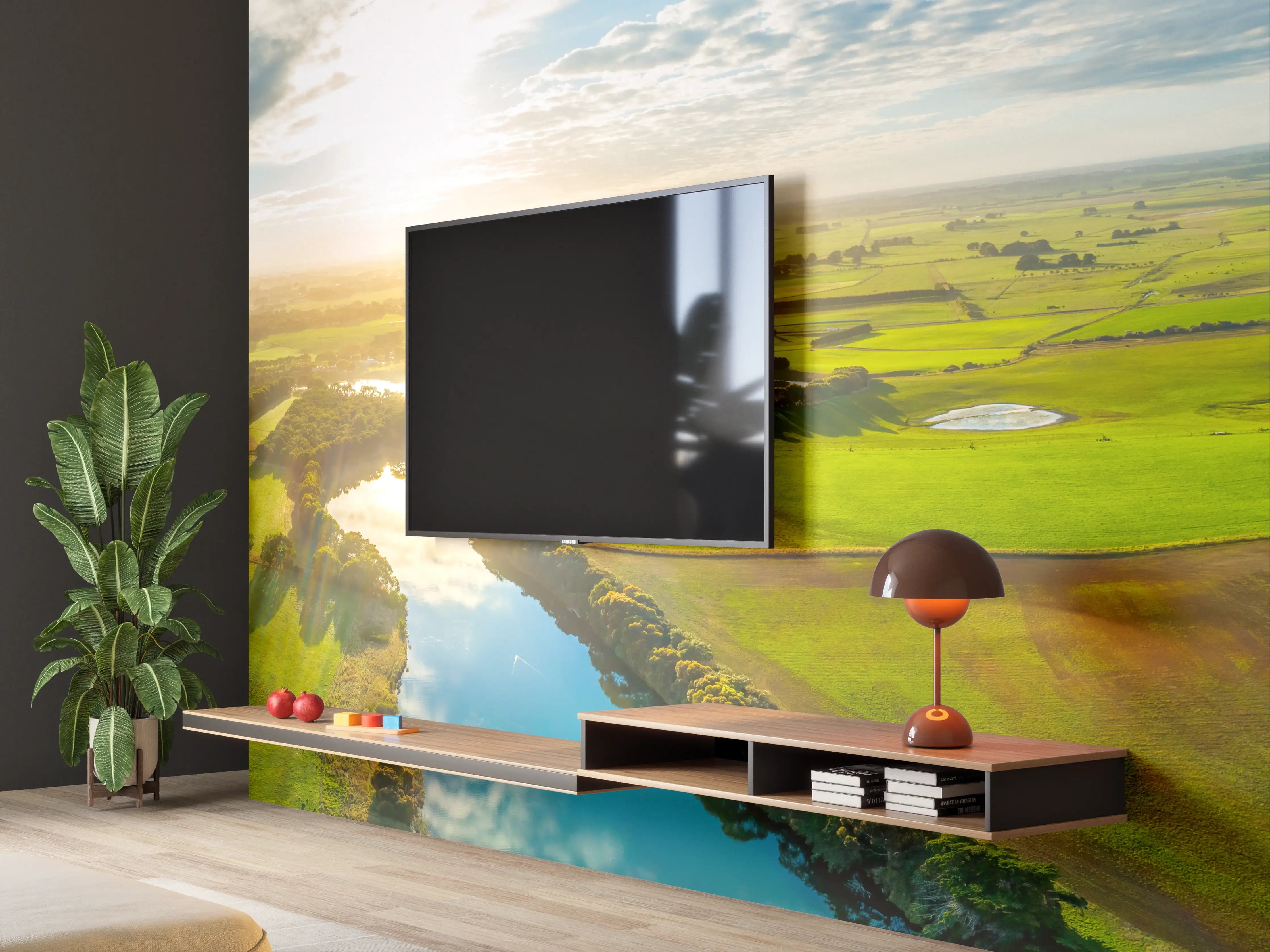 Wandverkleidung Wohnzimmer - Ponorama Hokins River