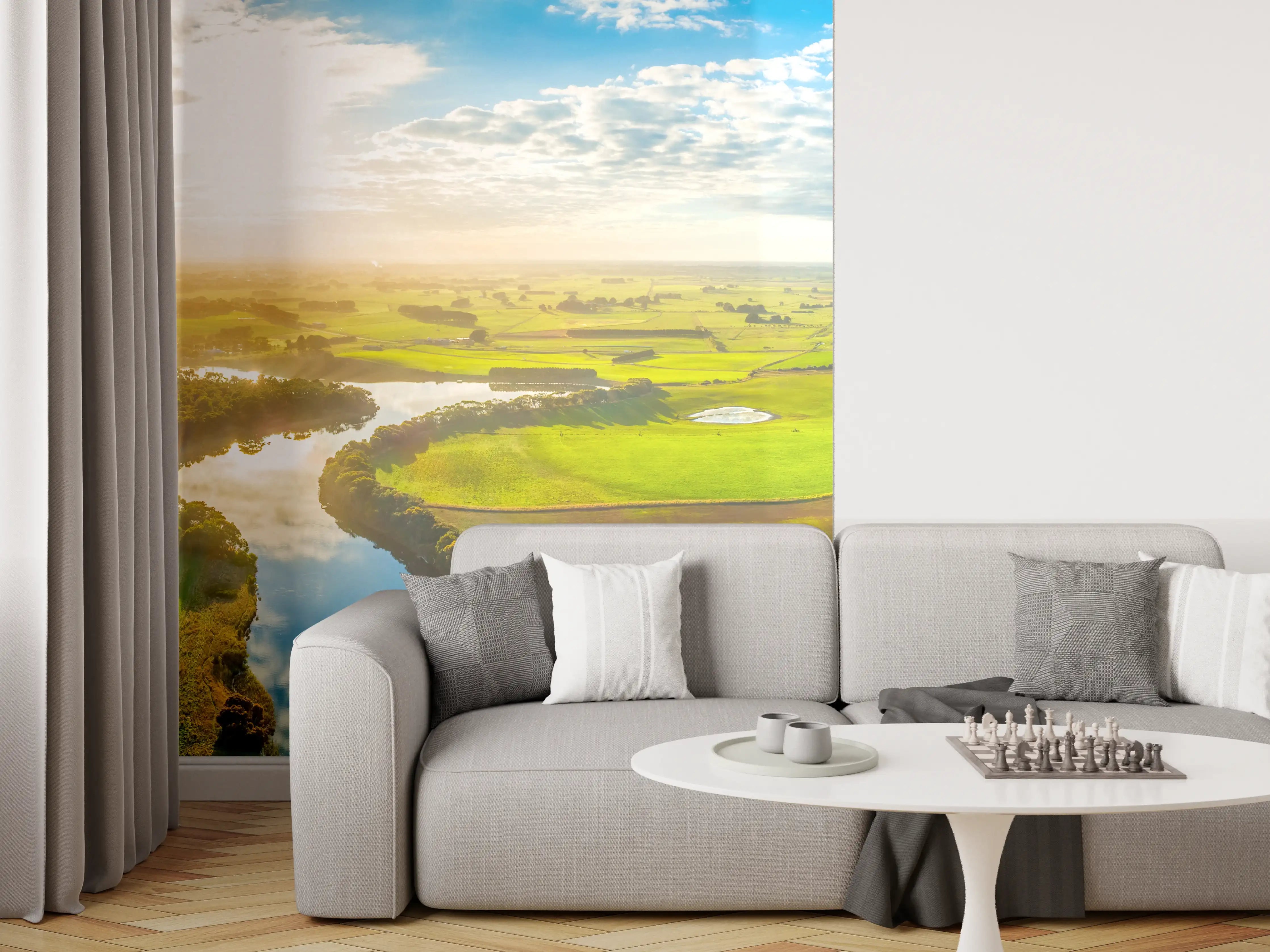 Wandverkleidung Wohnzimmer - Ponorama Hokins River