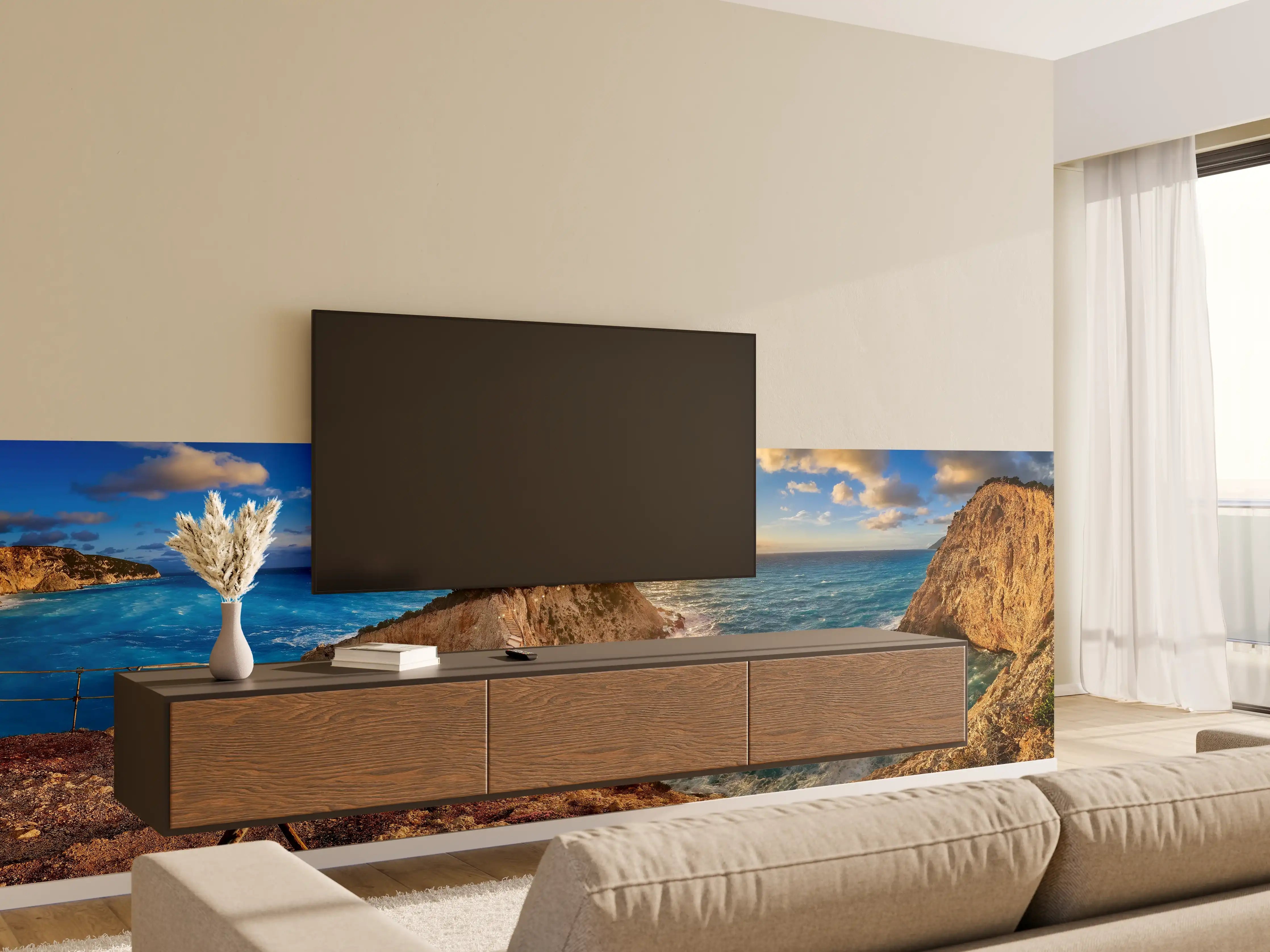 Wandverkleidung Wohnzimmer - Porto Katsiki bei Sonnenuntergang