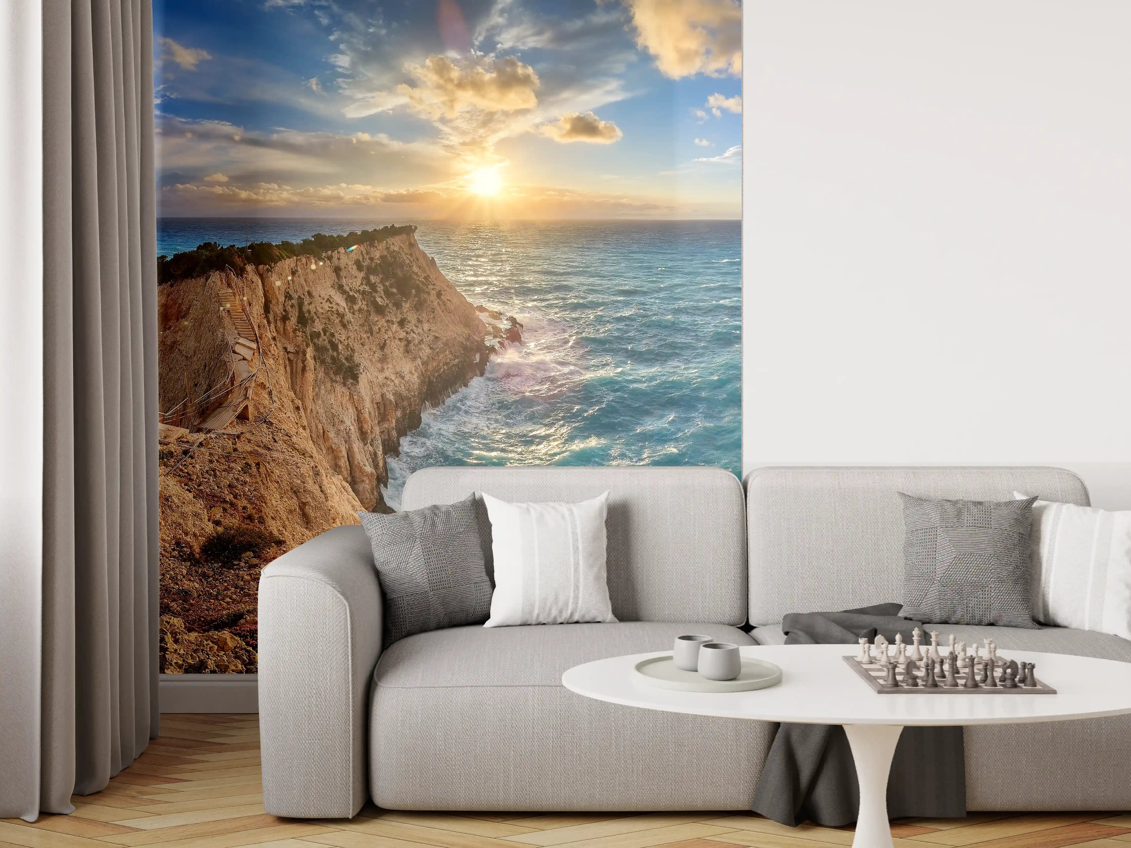 Wandverkleidung Wohnzimmer - Porto Katsiki bei Sonnenuntergang