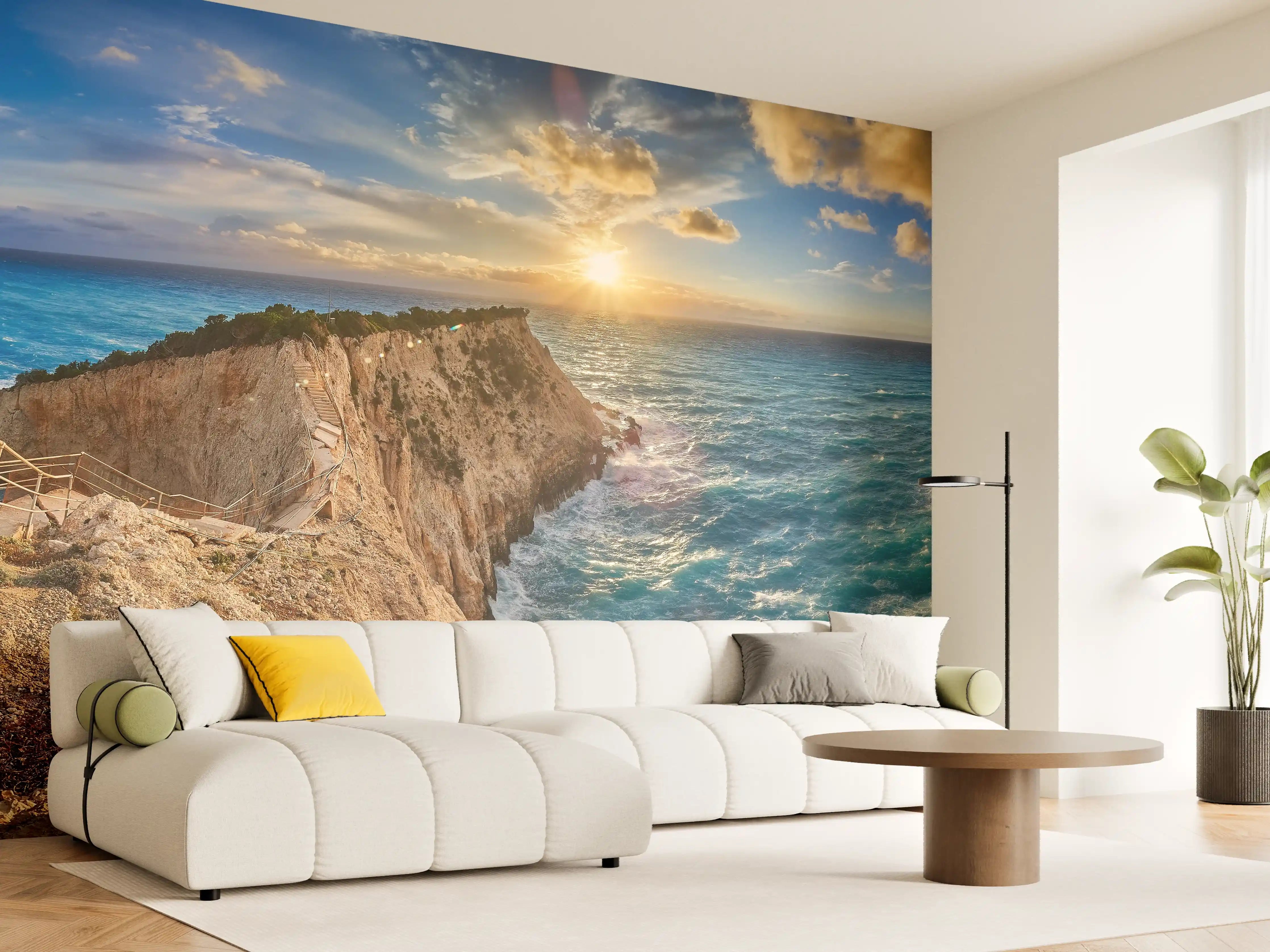 Wandverkleidung Wohnzimmer - Porto Katsiki bei Sonnenuntergang