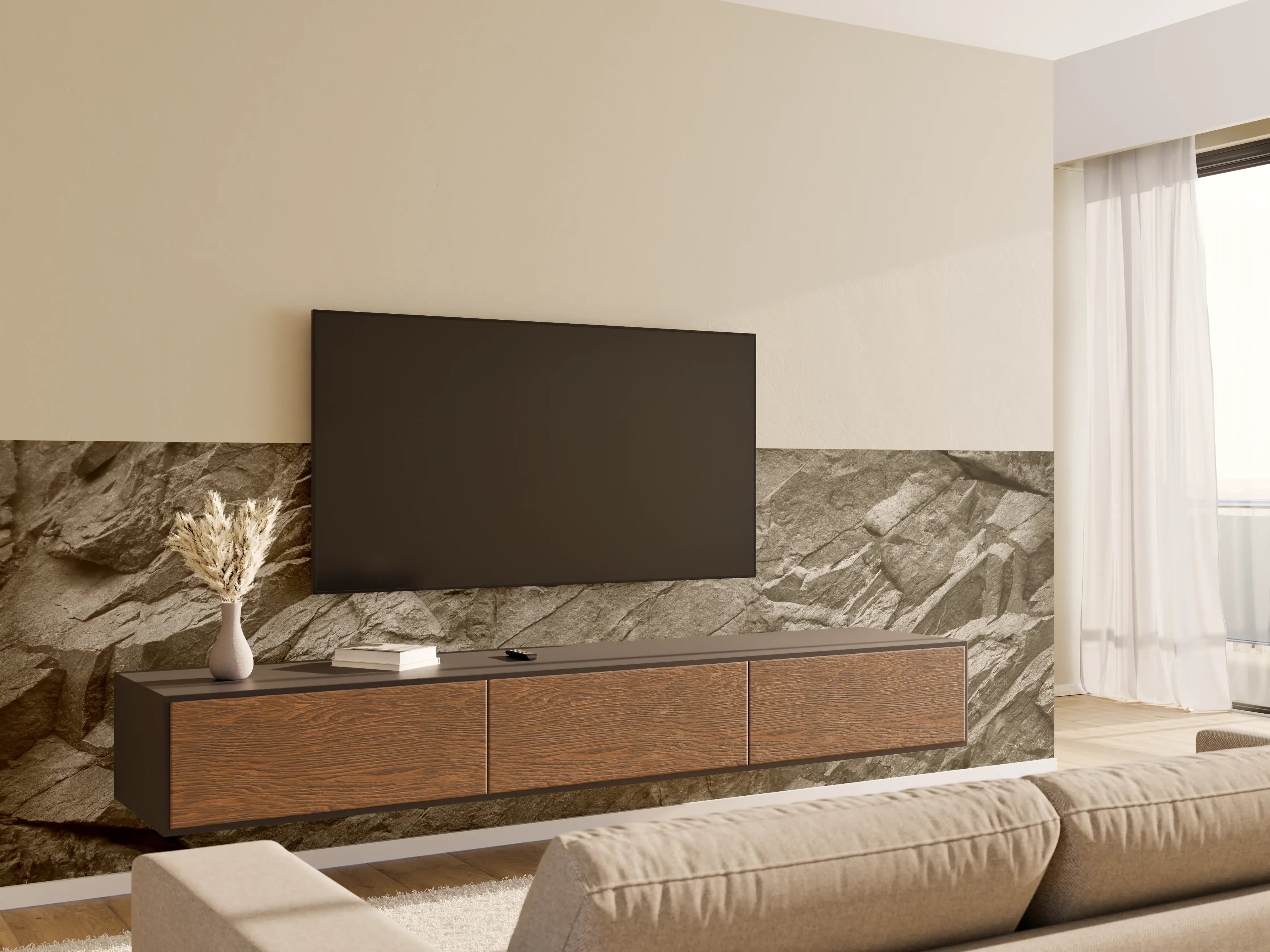 Wandverkleidung Wohnzimmer - Prägnantes Titel für Wanddekoration