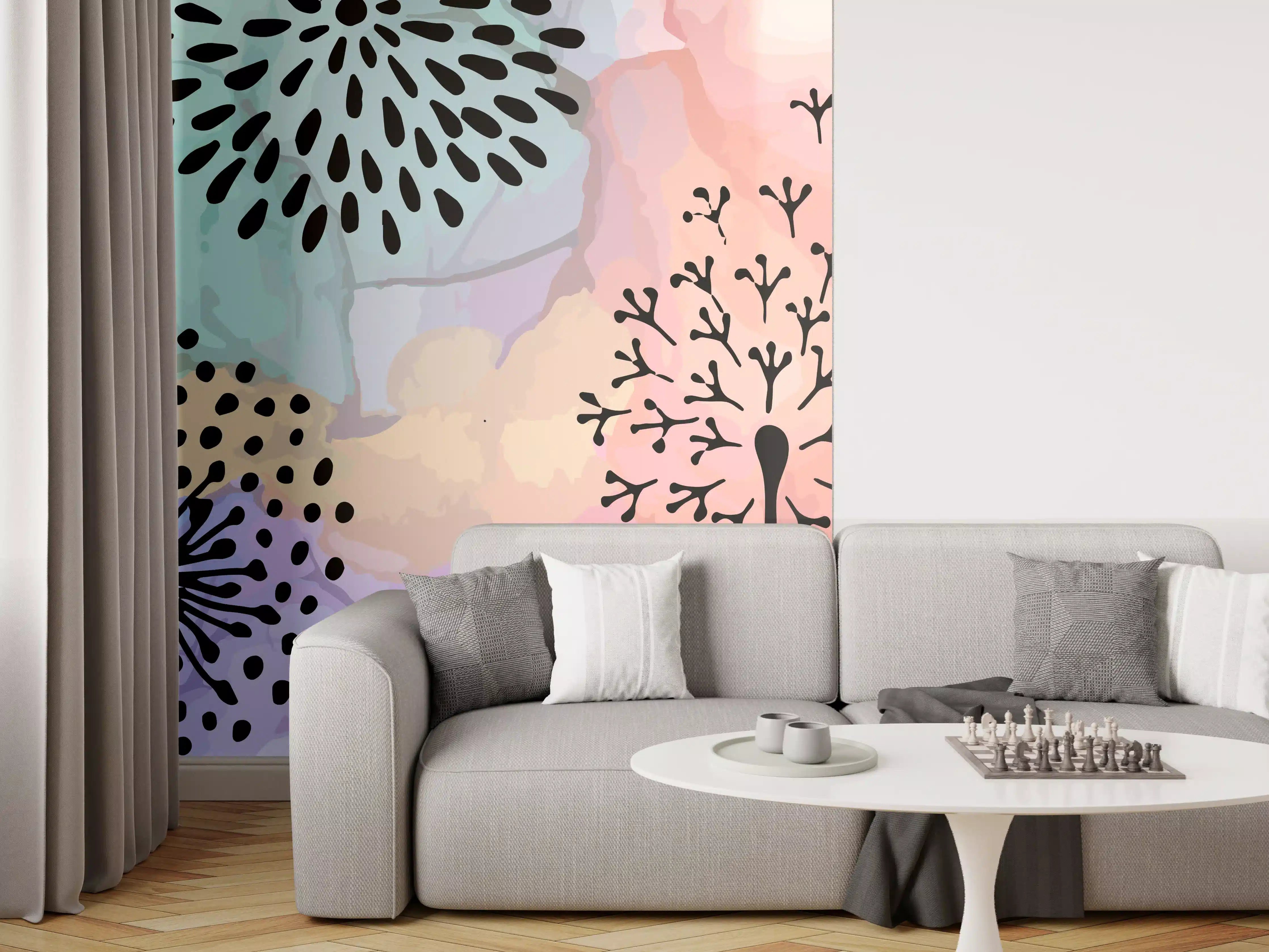 Wandverkleidung Wohnzimmer - Pusteblume Aquarell