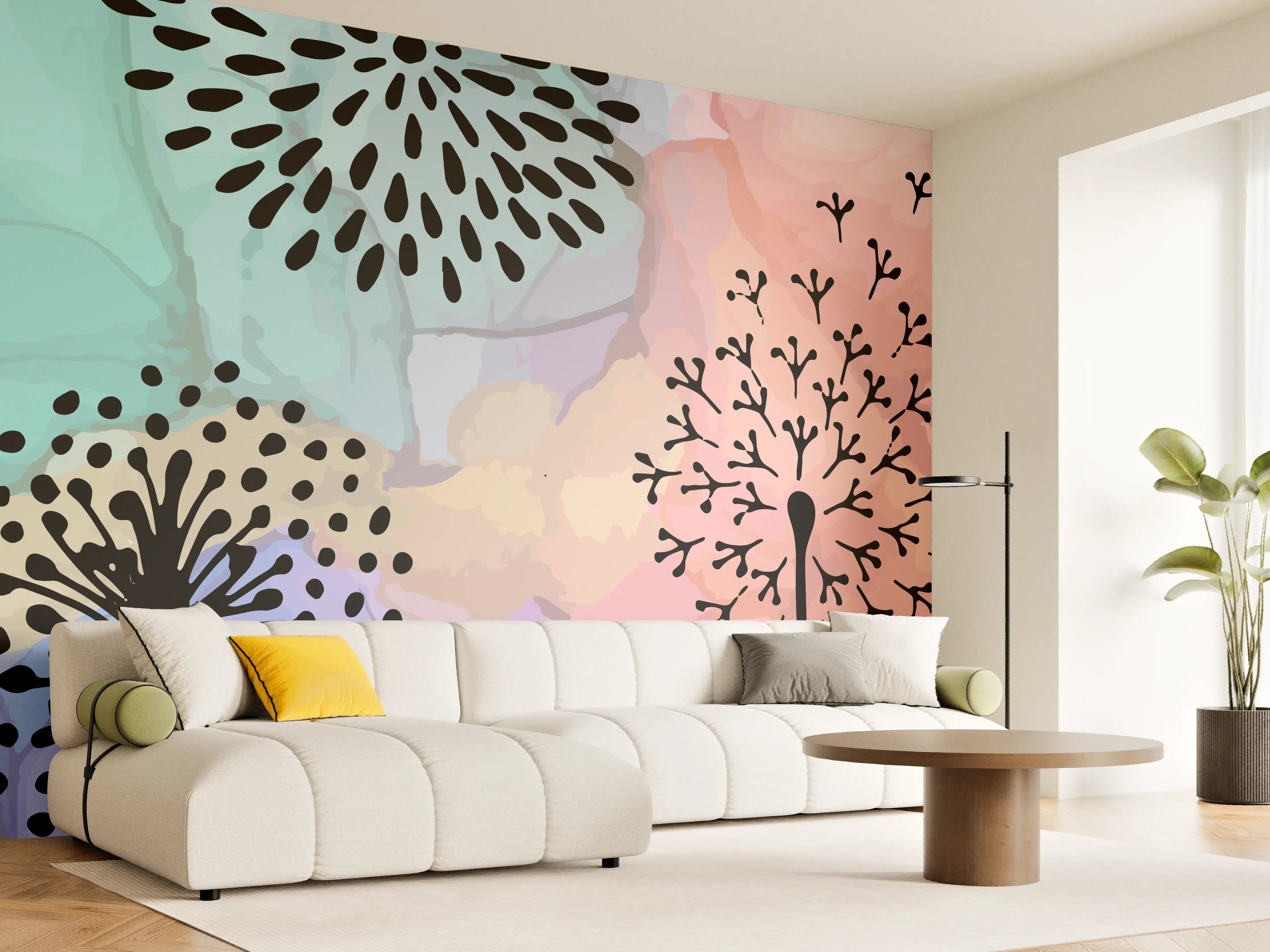 Wandverkleidung Wohnzimmer - Pusteblume Aquarell