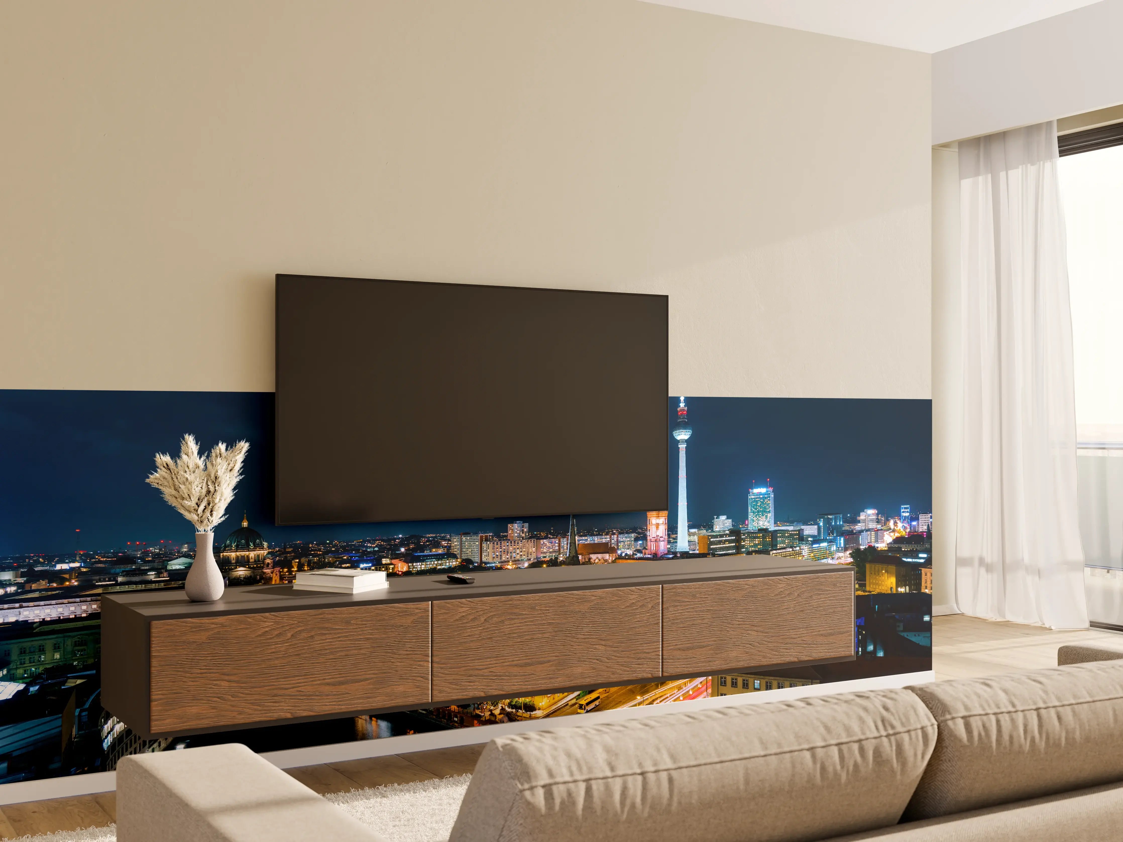 Wandverkleidung Wohnzimmer - Pusteblume schwarz-weiß Hintergrund