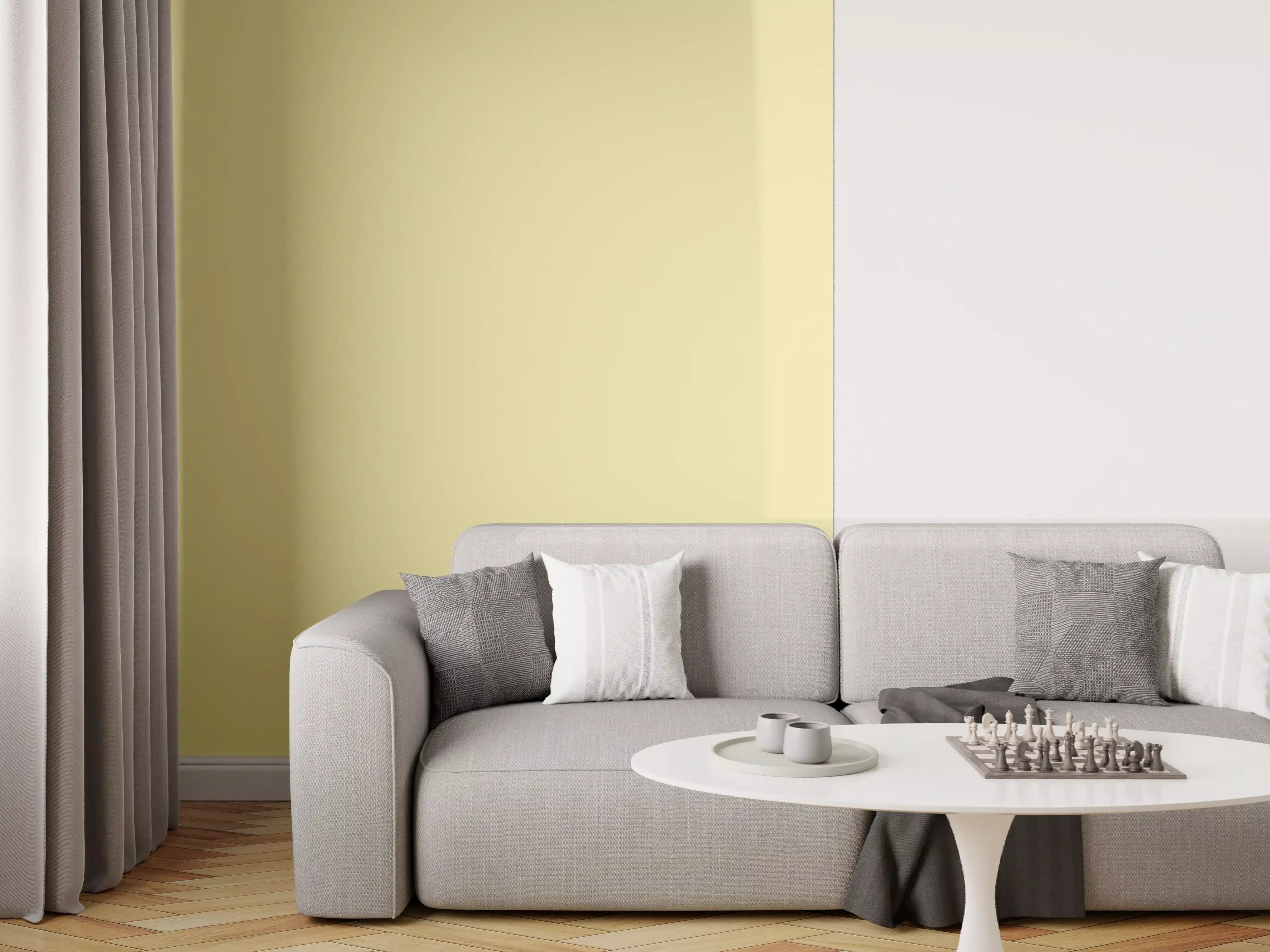 Wandverkleidung Wohnzimmer - RAL 1000 (Grünbeige)