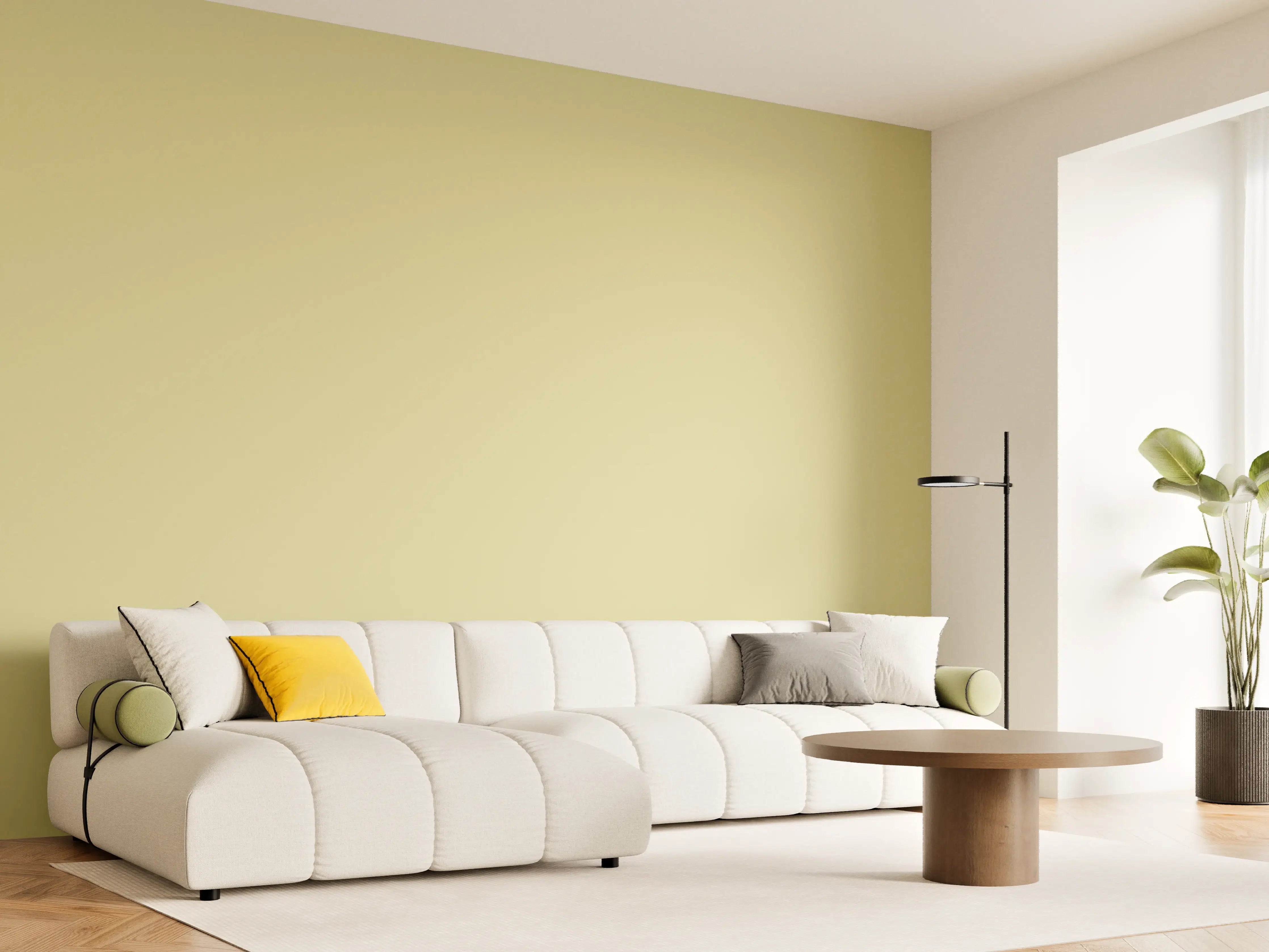 Wandverkleidung Wohnzimmer - RAL 1000 (Grünbeige)
