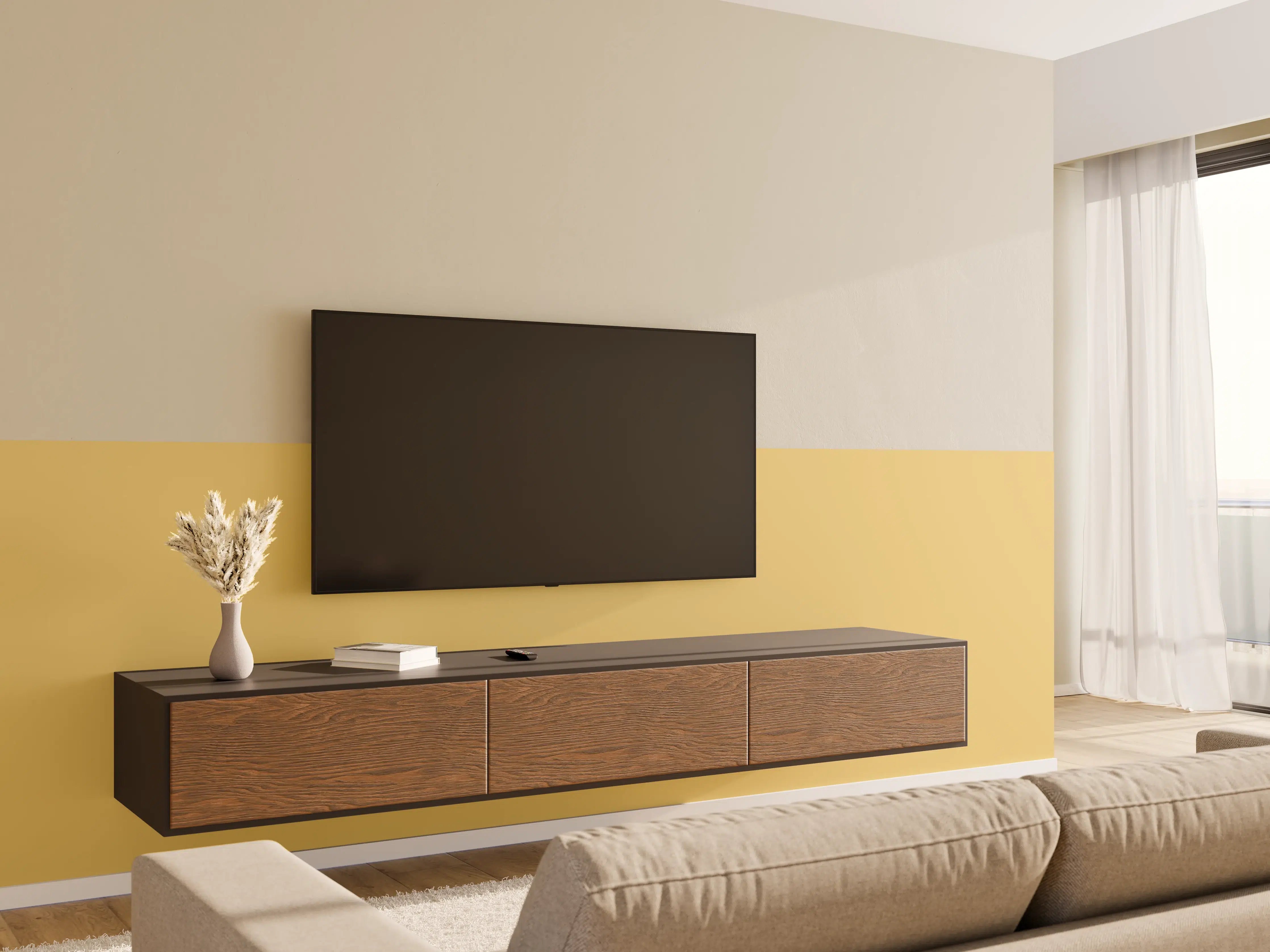 Wandverkleidung Wohnzimmer - RAL 1002 (Sandgelb)