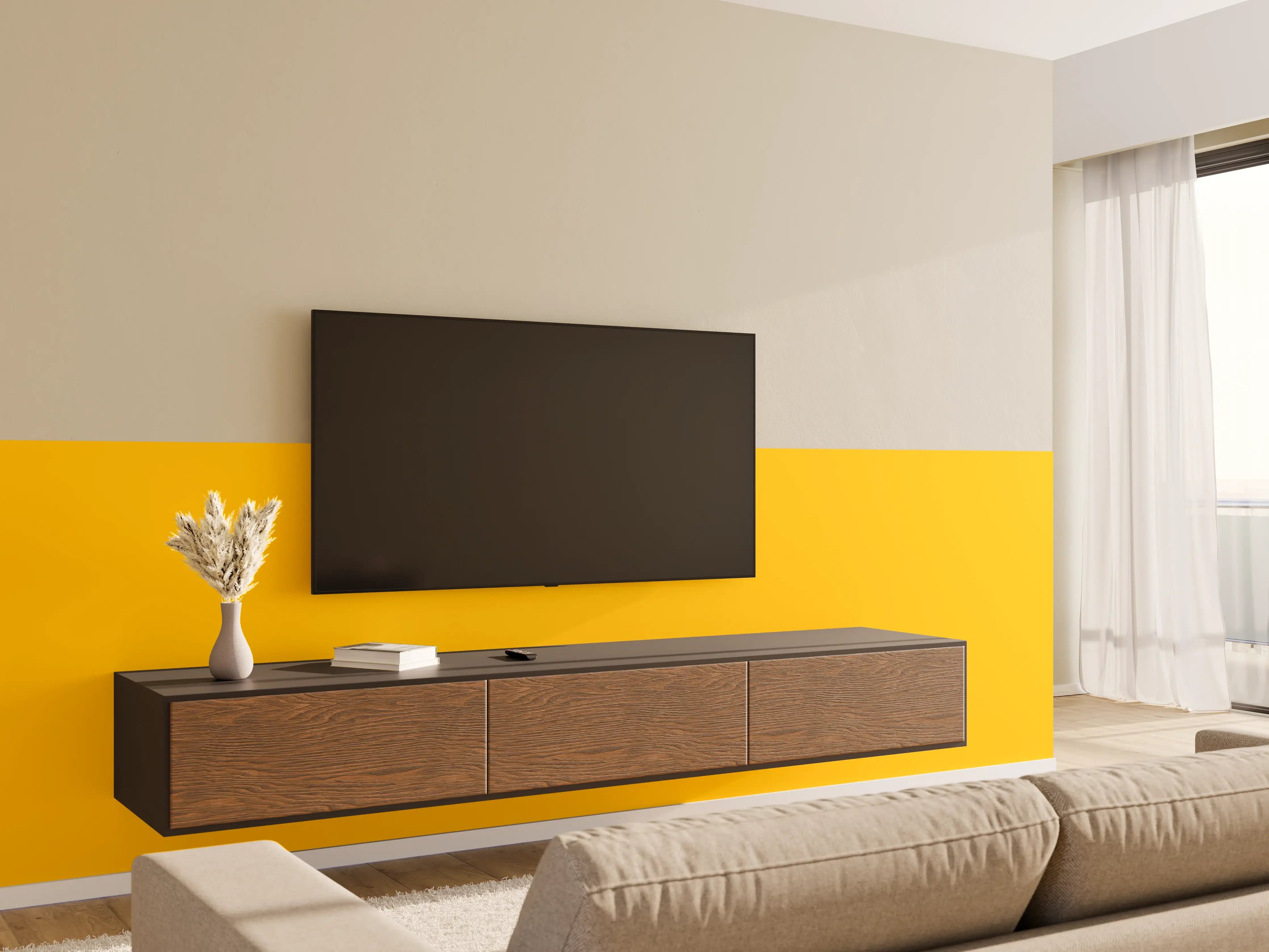 Wandverkleidung Wohnzimmer - RAL 1003 (Signalgelb)