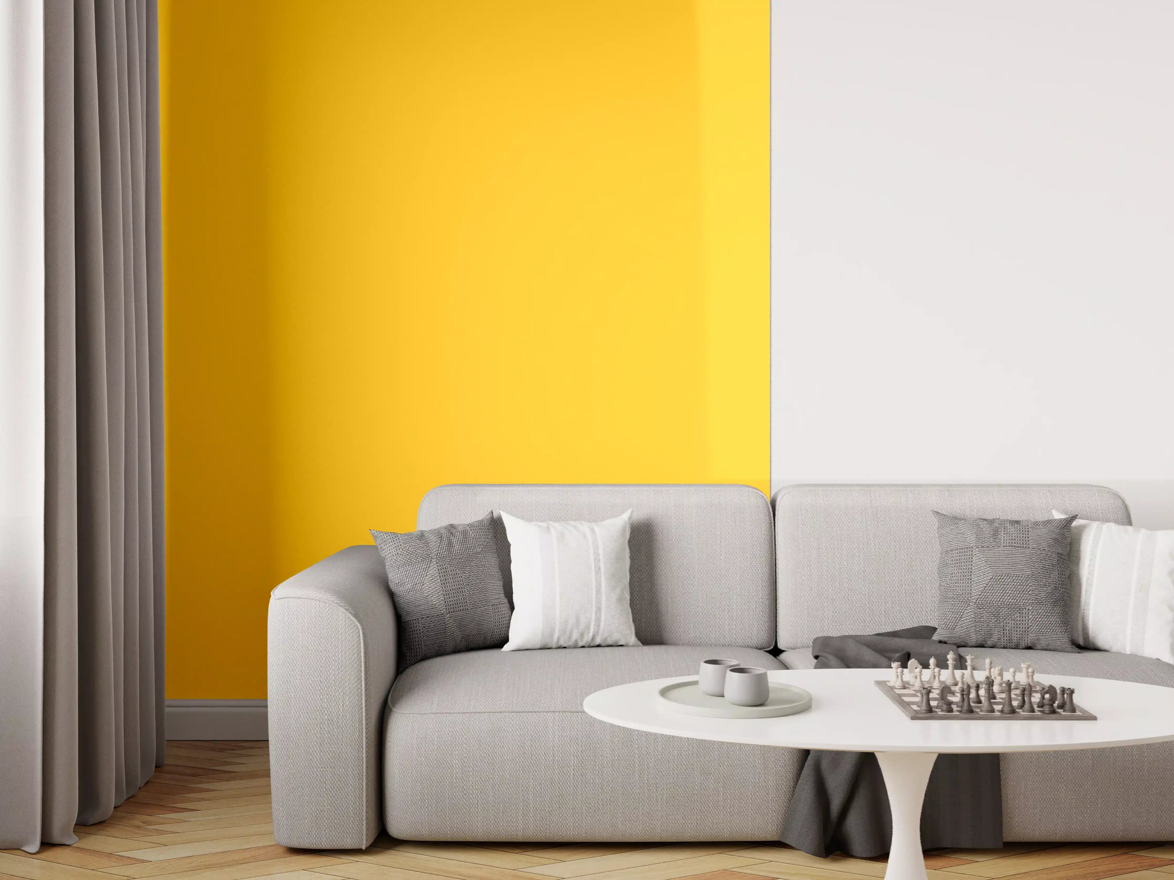 Wandverkleidung Wohnzimmer - RAL 1003 (Signalgelb)