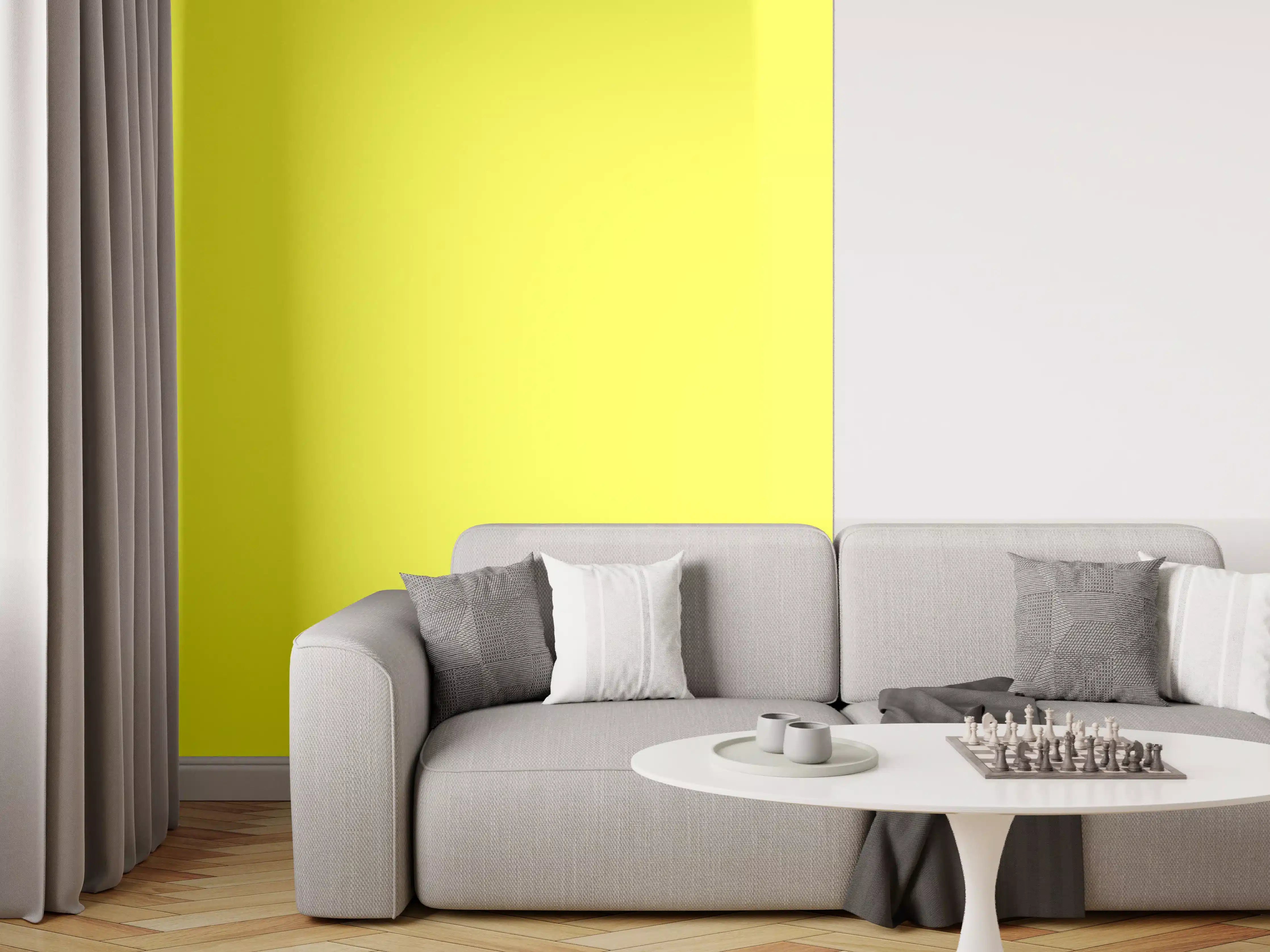 Wandverkleidung Wohnzimmer - RAL 1016 (Schwefelgelb)