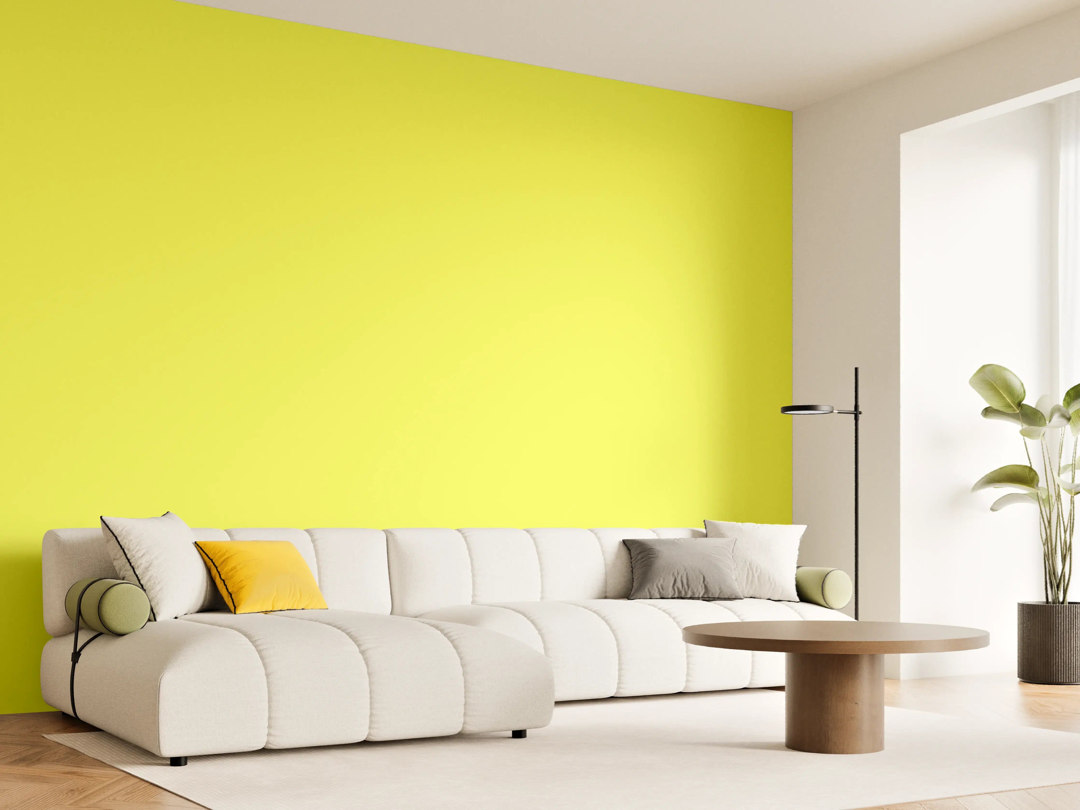Wandverkleidung Wohnzimmer - RAL 1016 (Schwefelgelb)