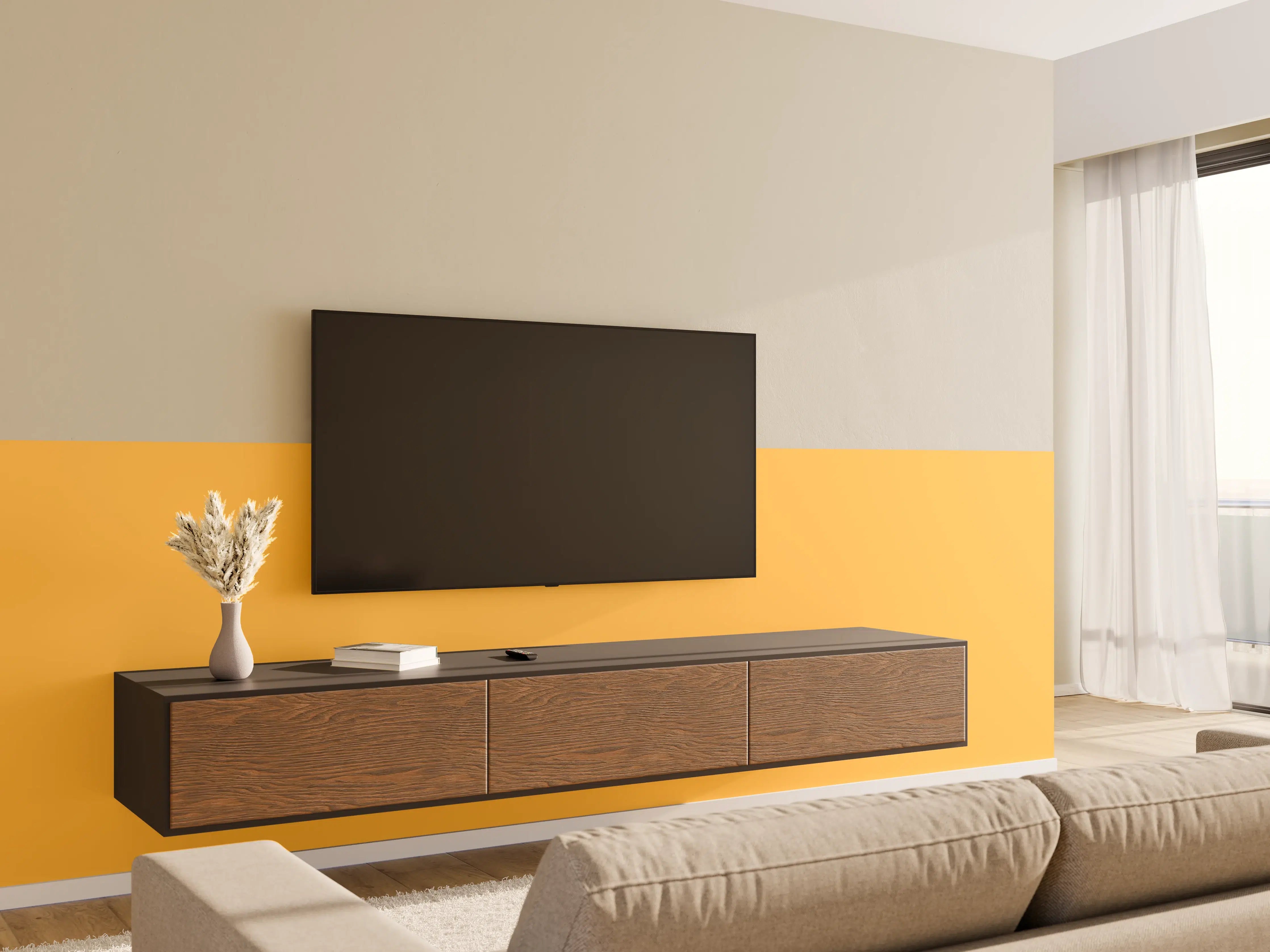 Wandverkleidung Wohnzimmer - RAL 1017 (Safrangelb)
