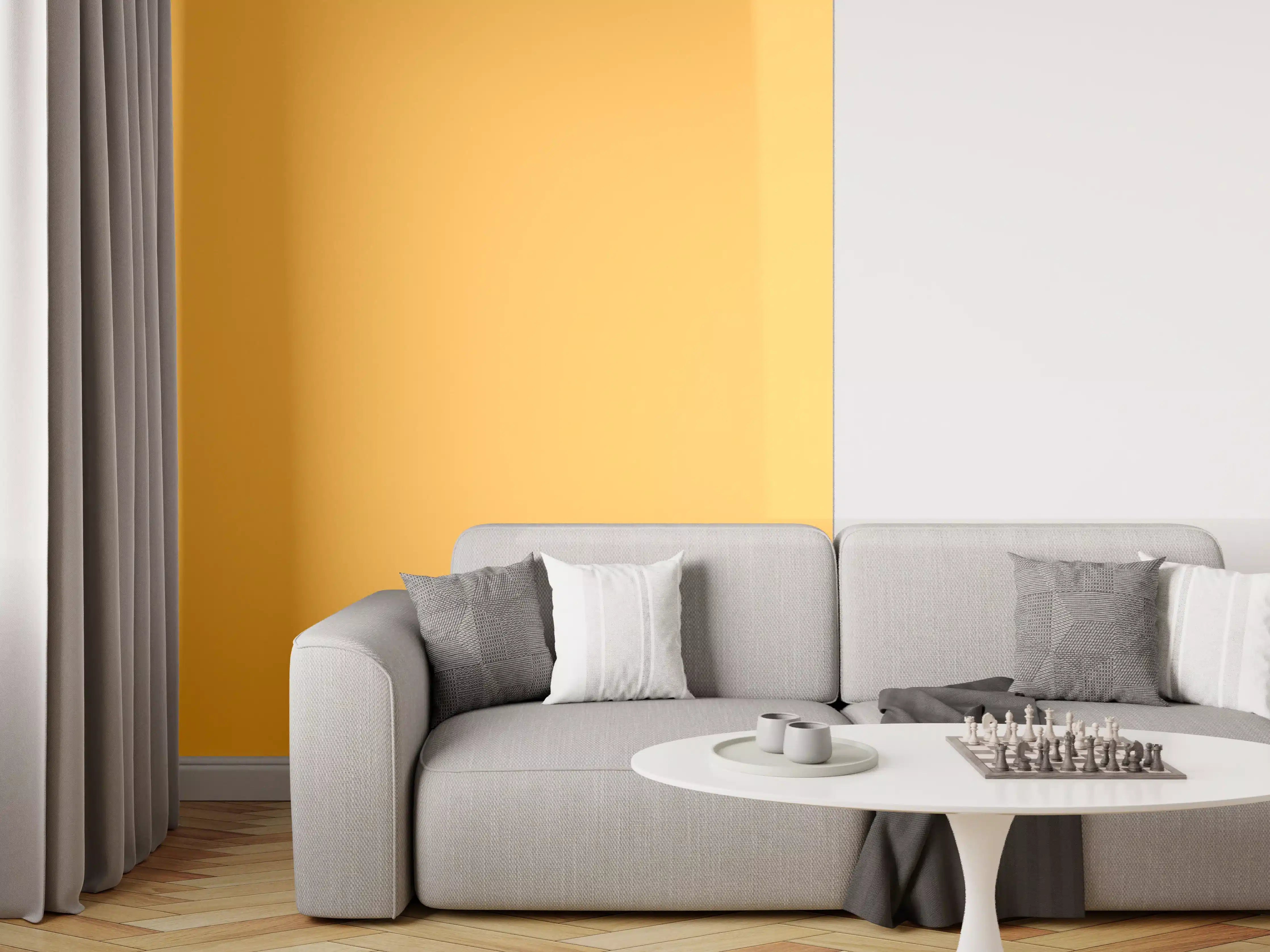 Wandverkleidung Wohnzimmer - RAL 1017 (Safrangelb)