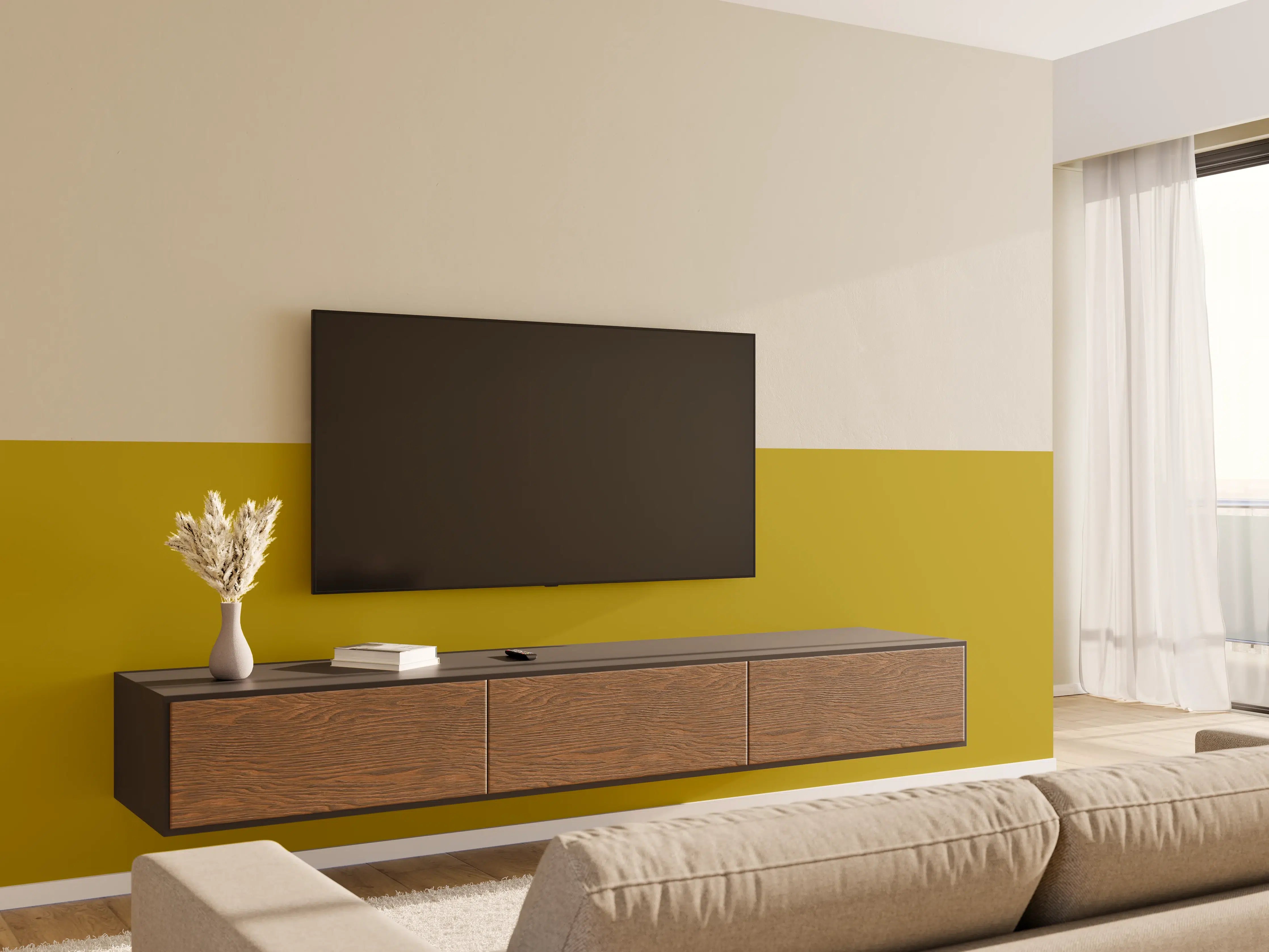 Wandverkleidung Wohnzimmer - RAL 1027 (Curry)