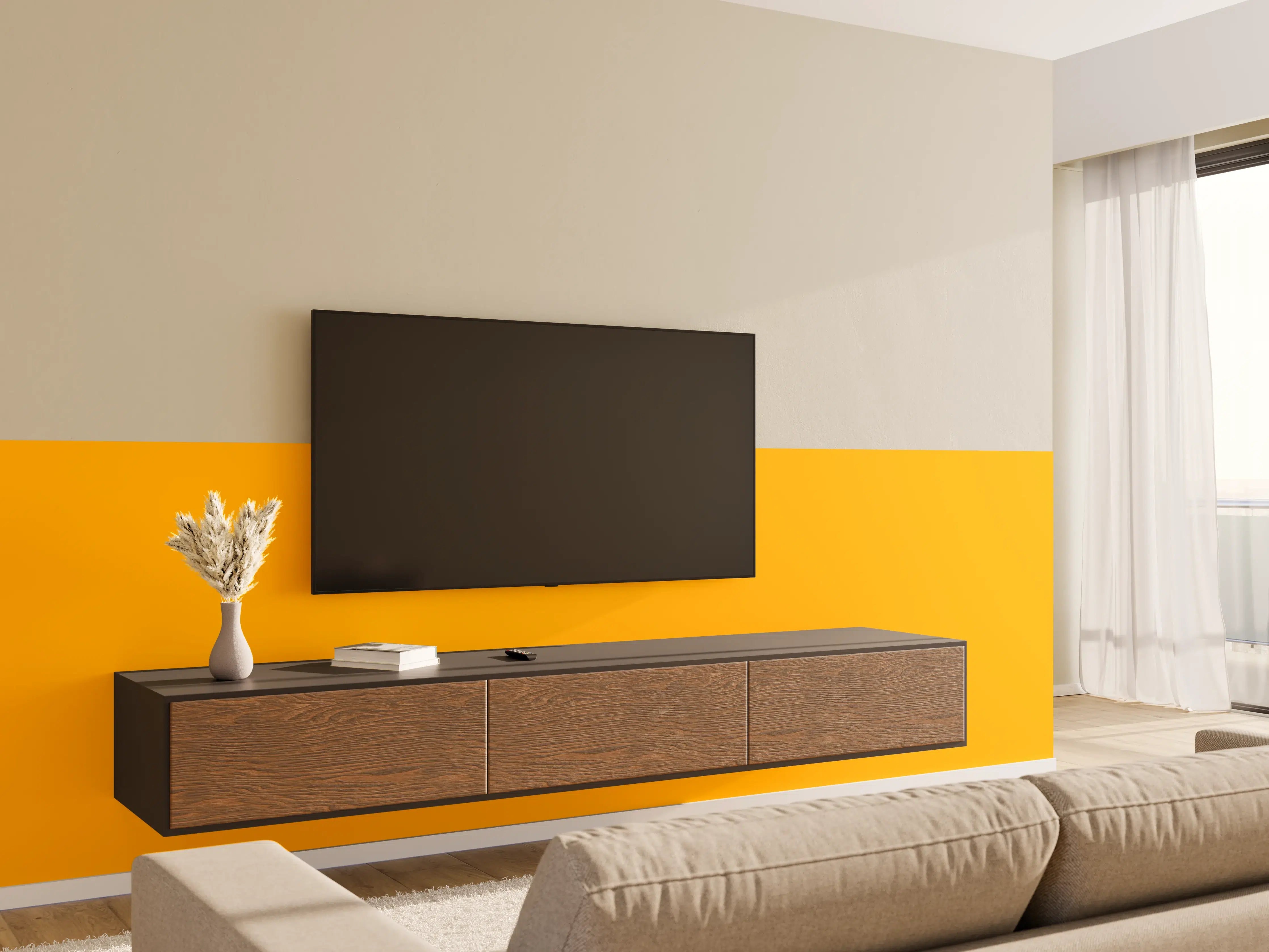 Wandverkleidung Wohnzimmer - RAL 1028 (Melonengelb)