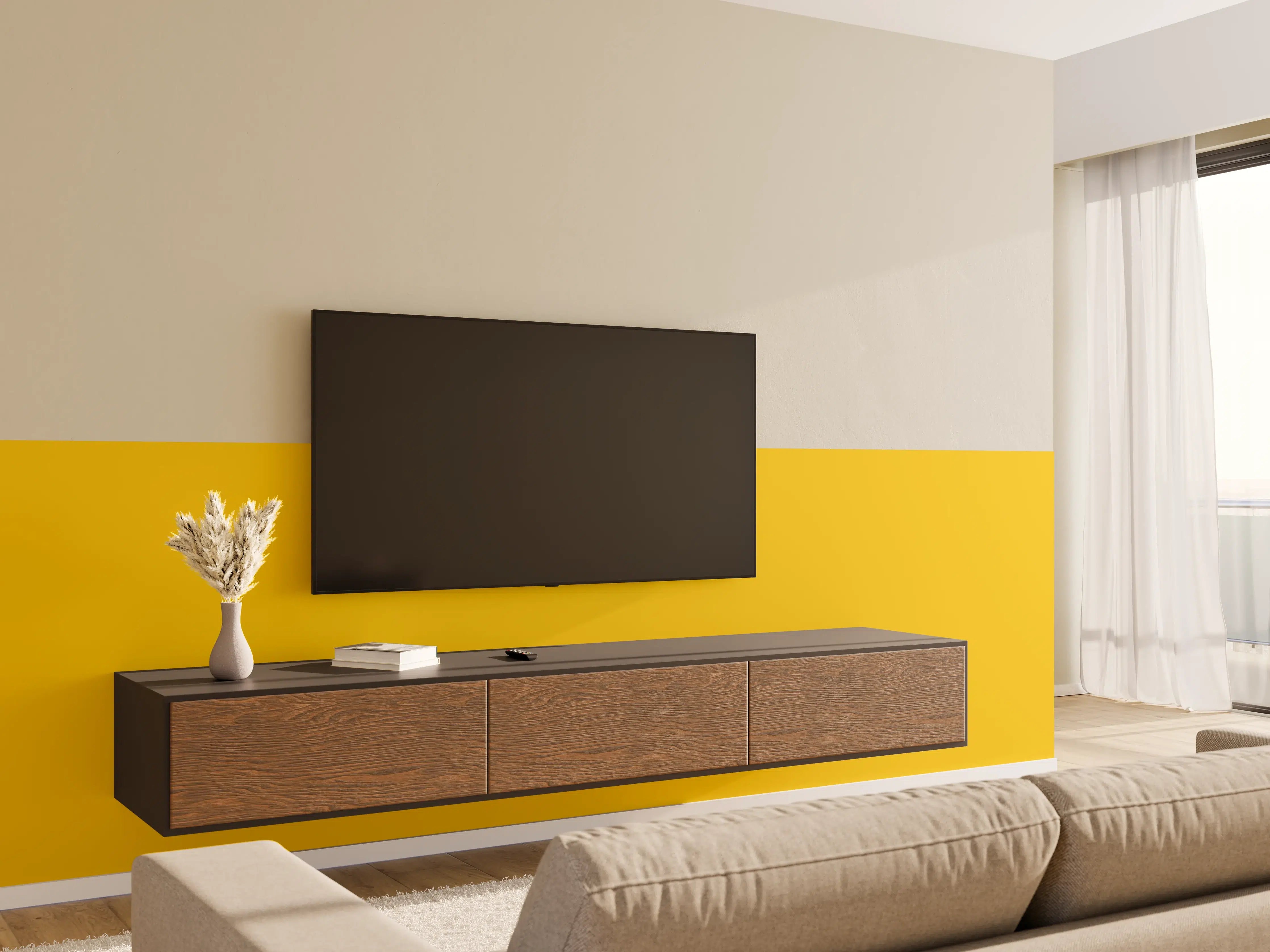 Wandverkleidung Wohnzimmer - RAL 1032 (Besengelb)