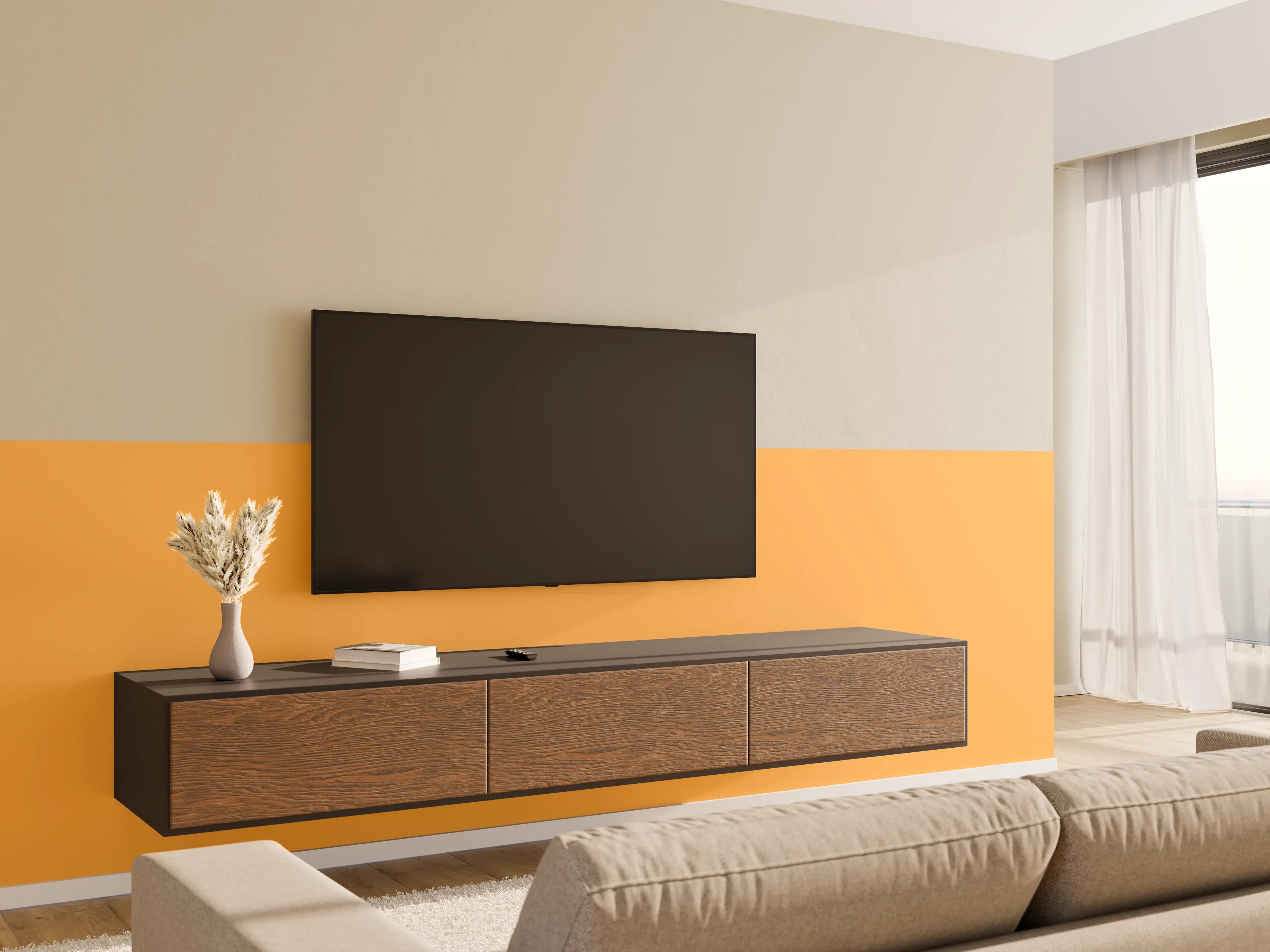 Wandverkleidung Wohnzimmer - RAL 1034 (Pastellgelb)