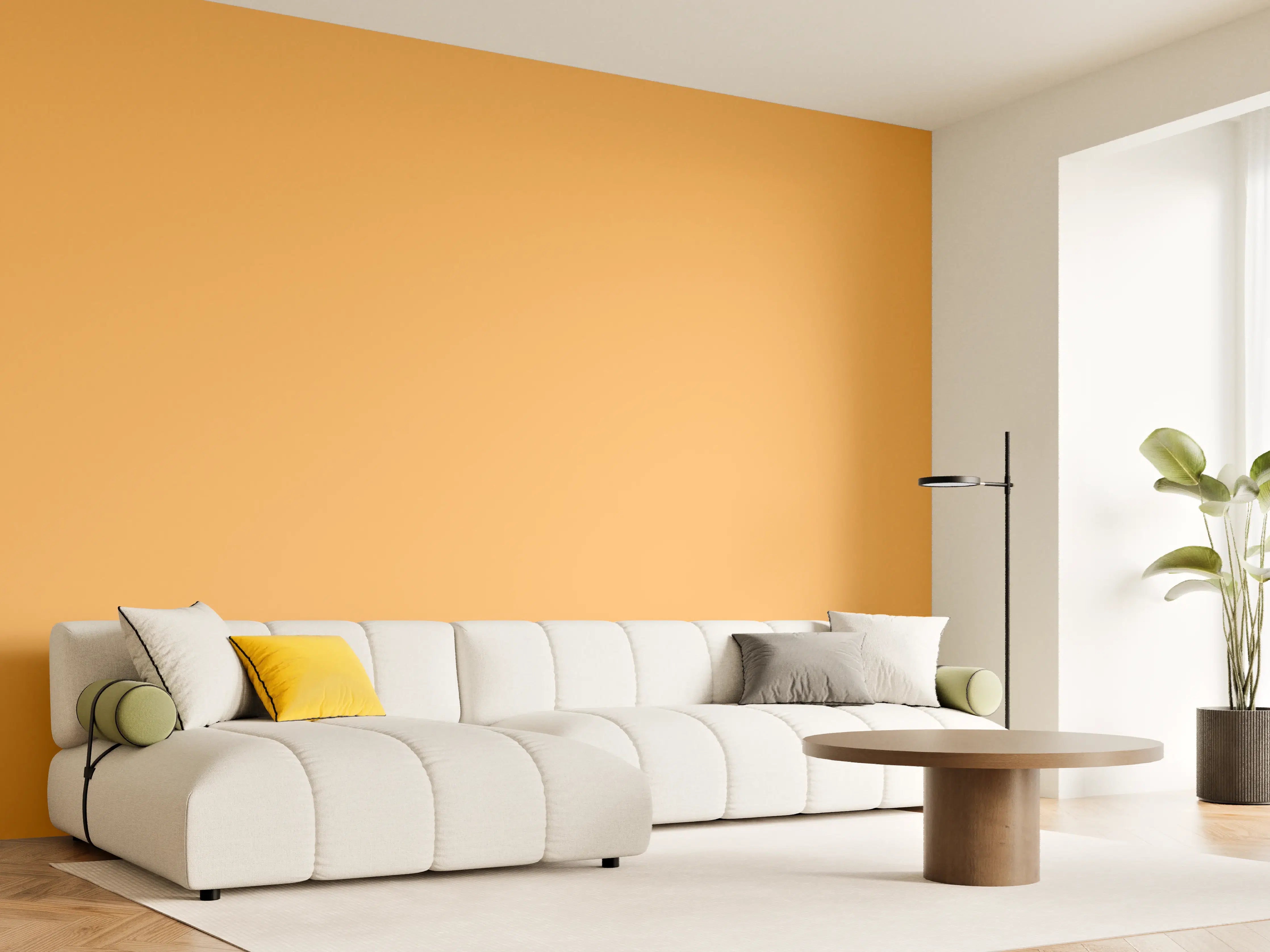 Wandverkleidung Wohnzimmer - RAL 1034 (Pastellgelb)