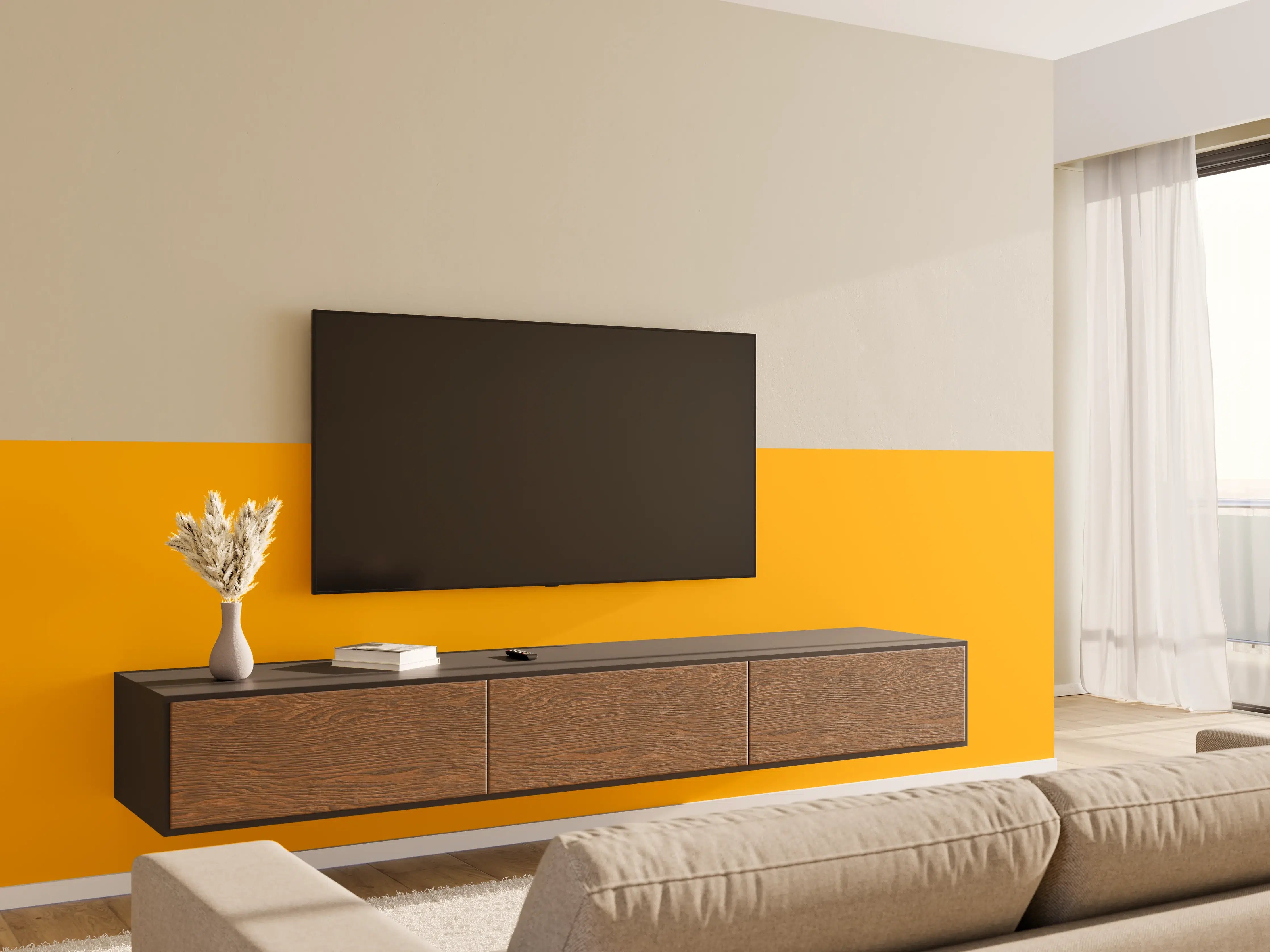 Wandverkleidung Wohnzimmer - RAL 1037 (Sonnengelb)