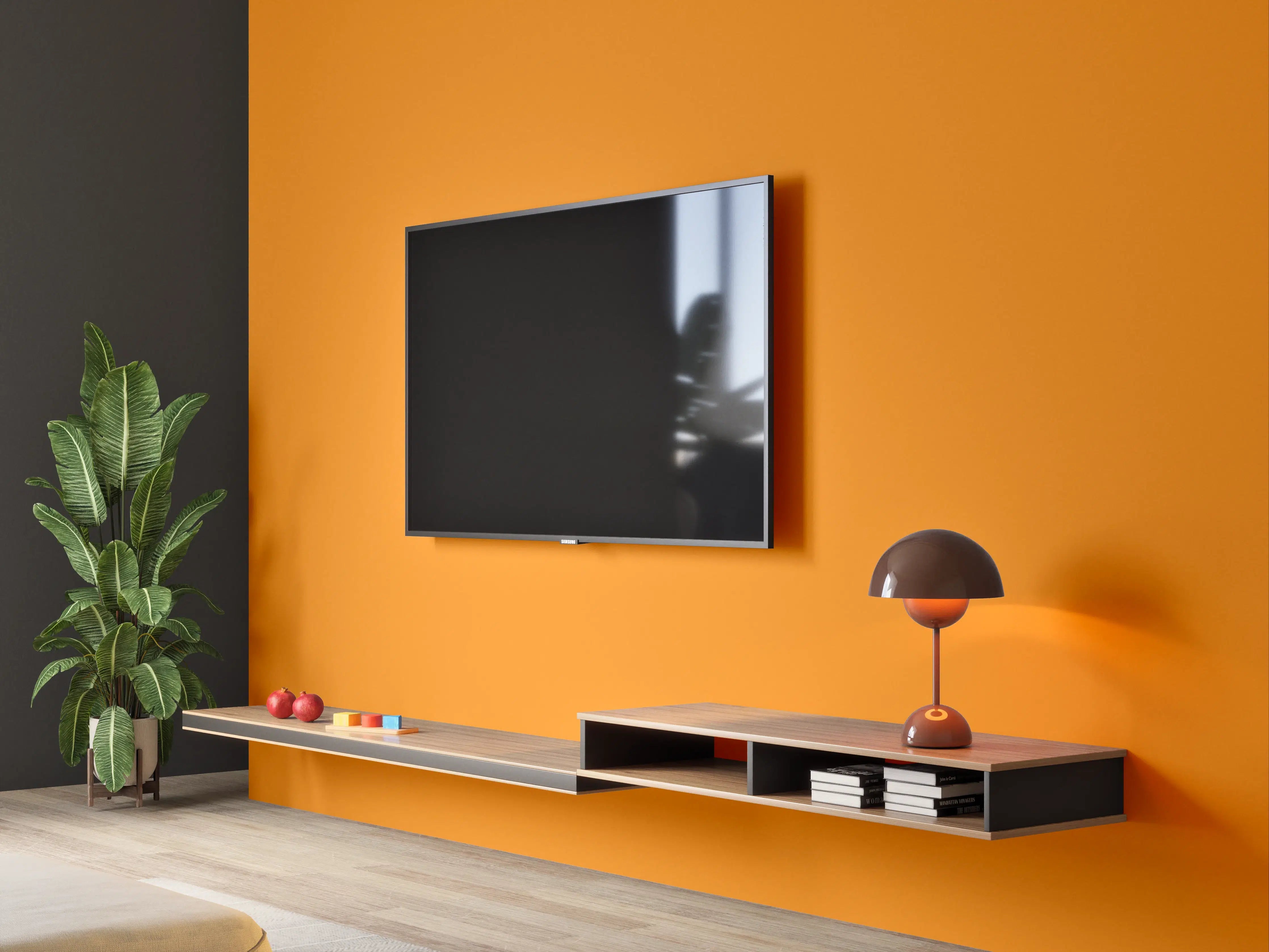 Wandverkleidung Wohnzimmer - RAL 2000 (Gelborange)