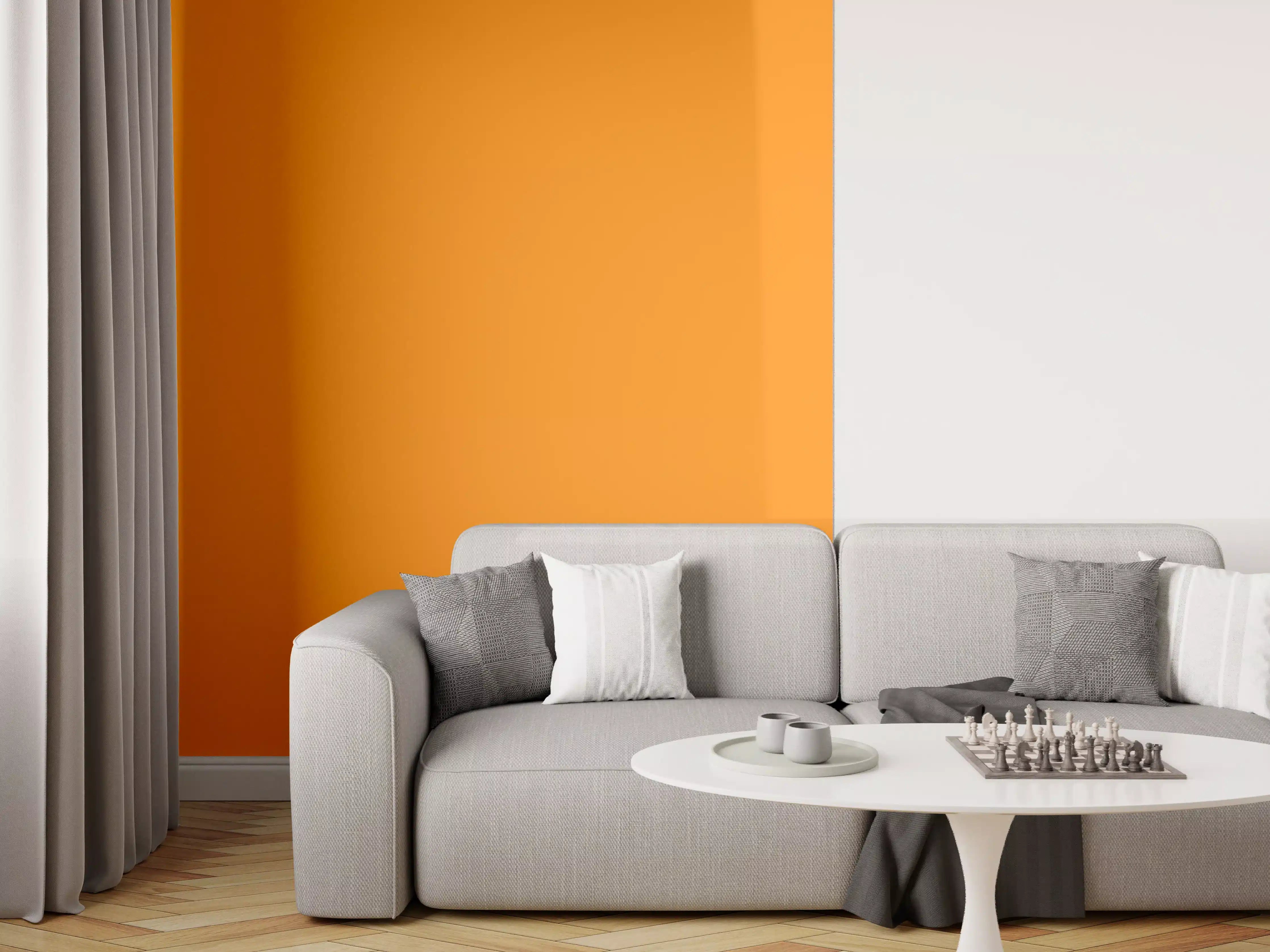 Wandverkleidung Wohnzimmer - RAL 2000 (Gelborange)