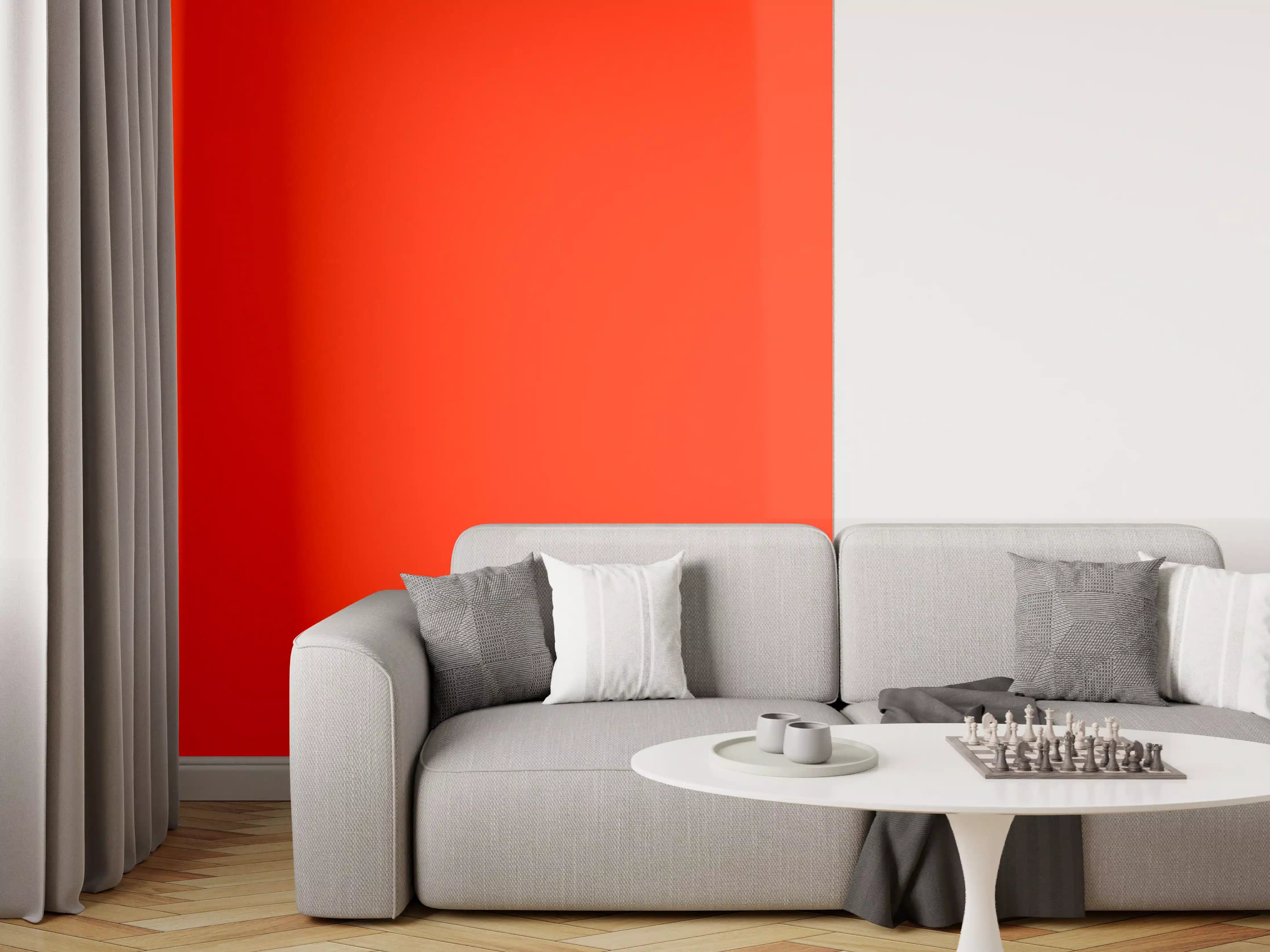 Wandverkleidung Wohnzimmer - RAL 2005 (Leuchtendes Orange)