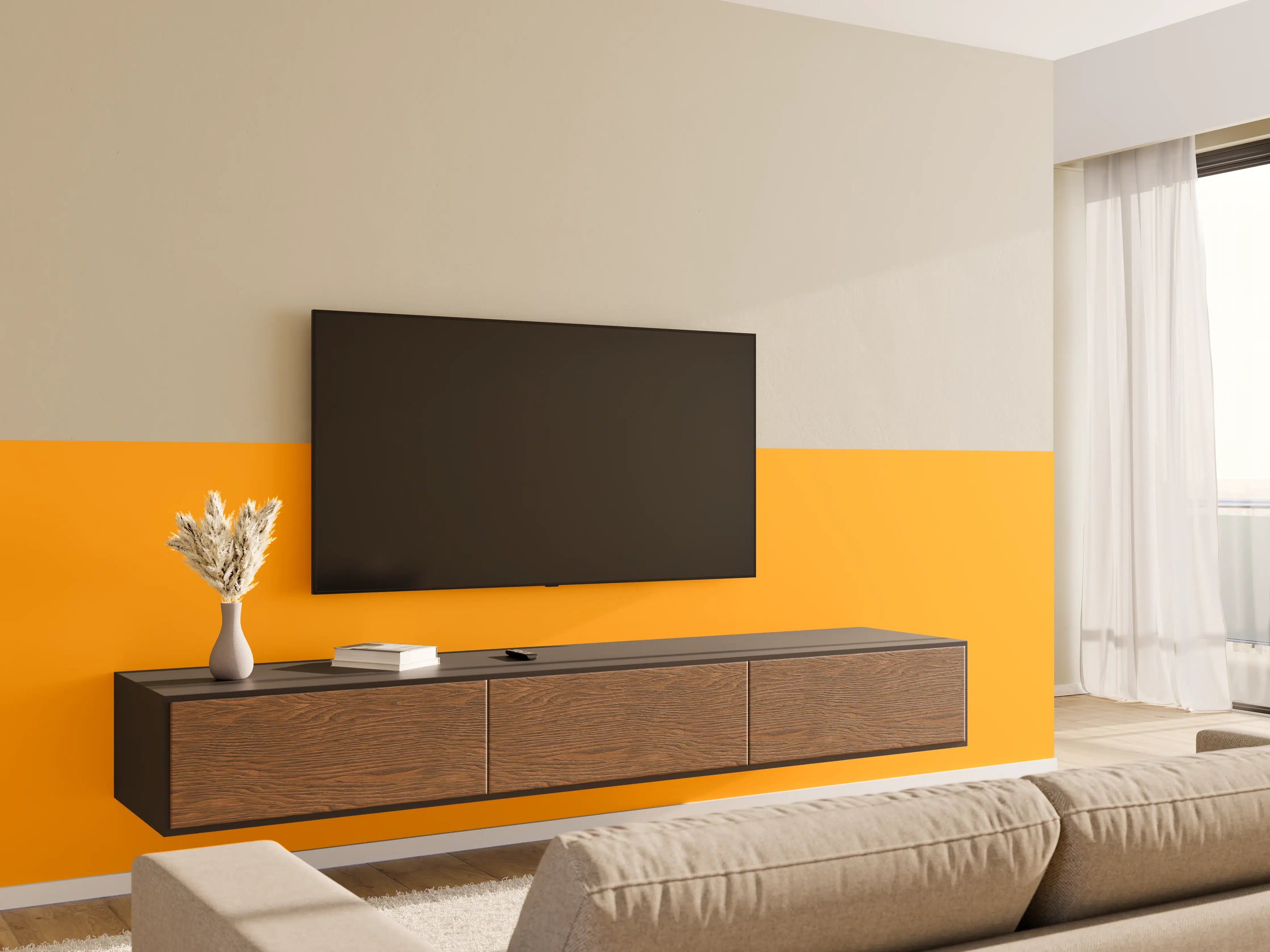 Wandverkleidung Wohnzimmer - RAL 2007 (Leuchtendes Hellorange)