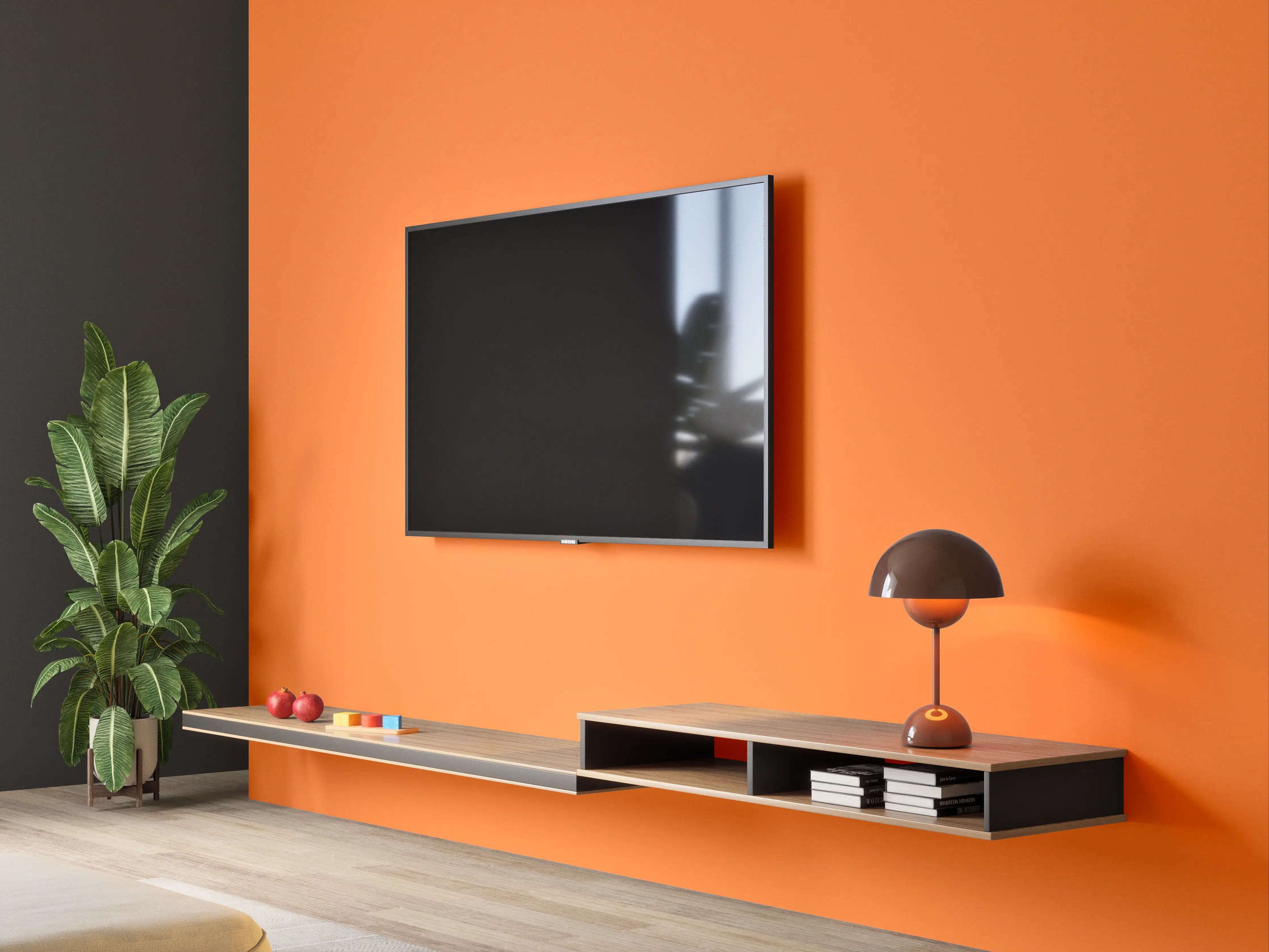 Wandverkleidung Wohnzimmer - RAL 2008 (Leuchtendes Rot-Orange)