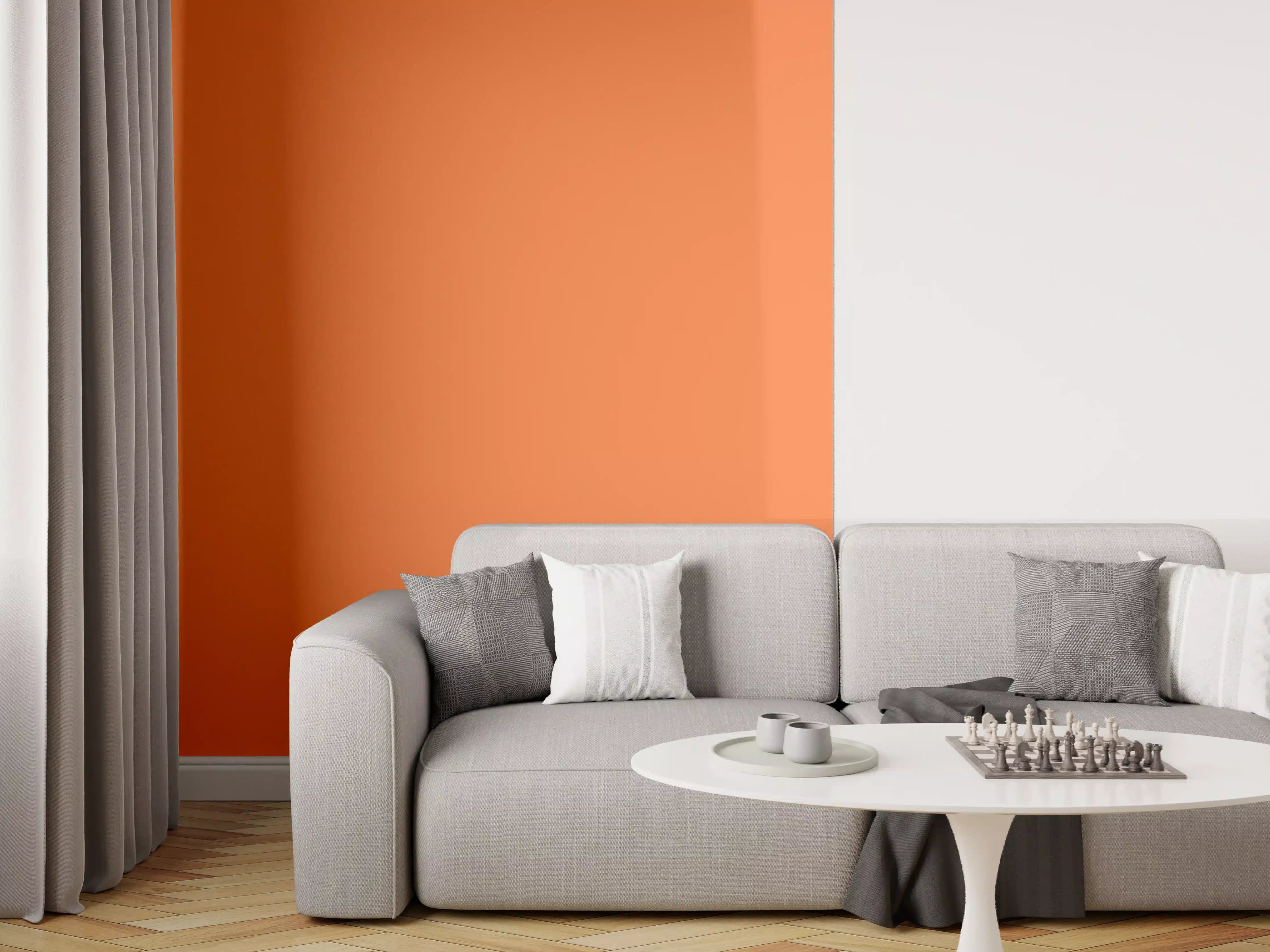 Wandverkleidung Wohnzimmer - RAL 2010 (Signalorange)