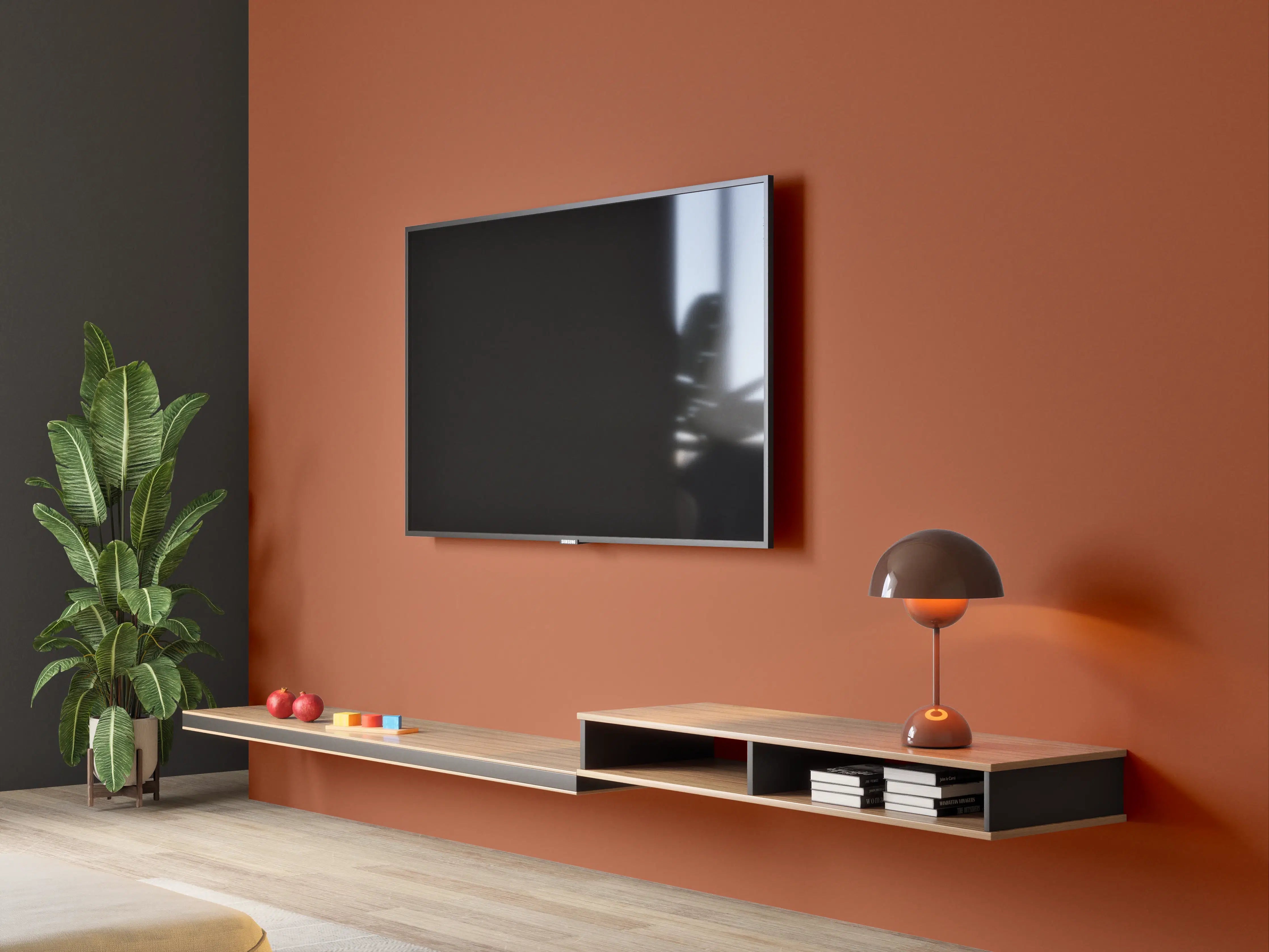Wandverkleidung Wohnzimmer - RAL 2013 (Perlorange)