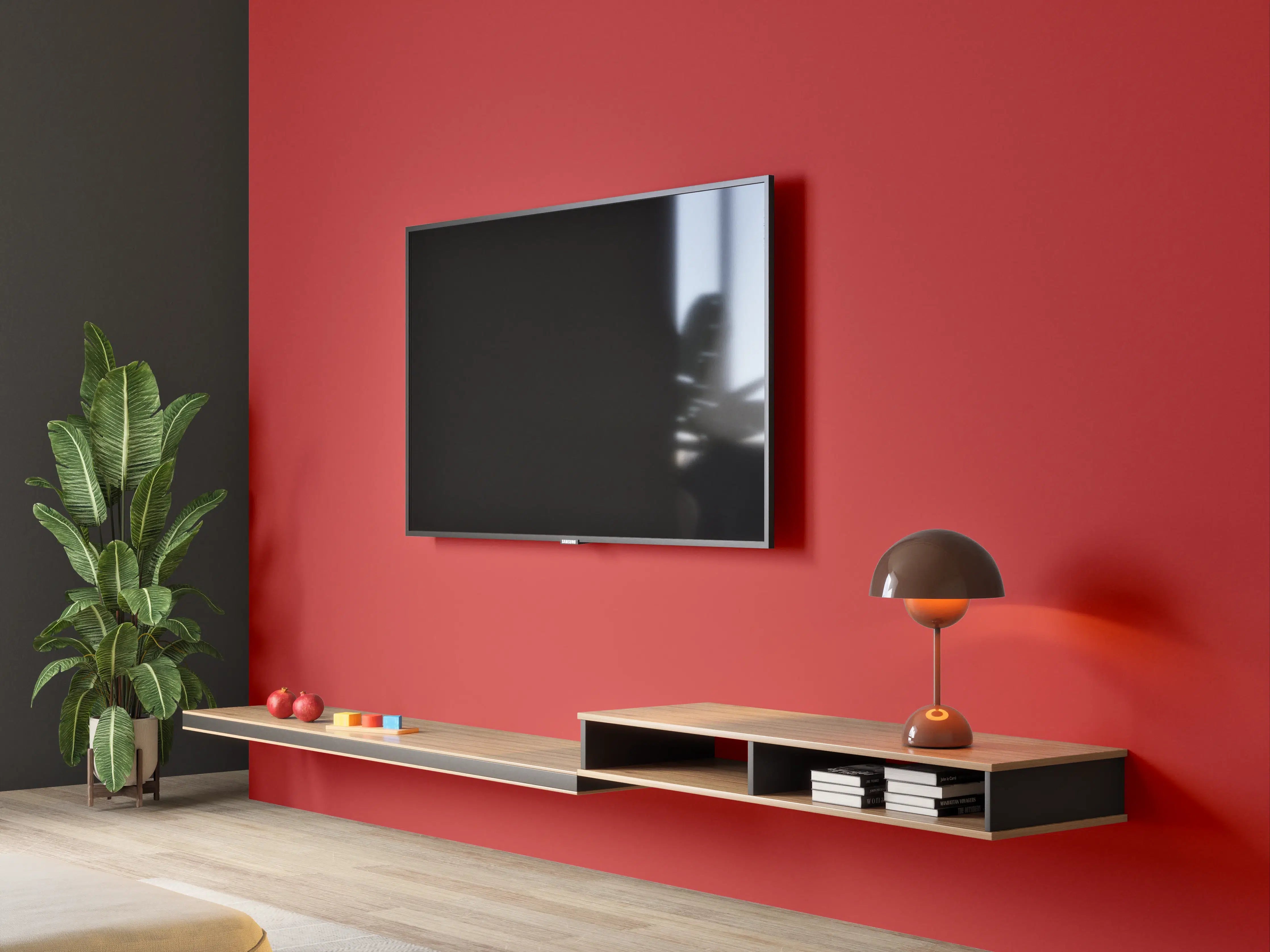 Wandverkleidung Wohnzimmer - RAL 3000 (Flammenrot)