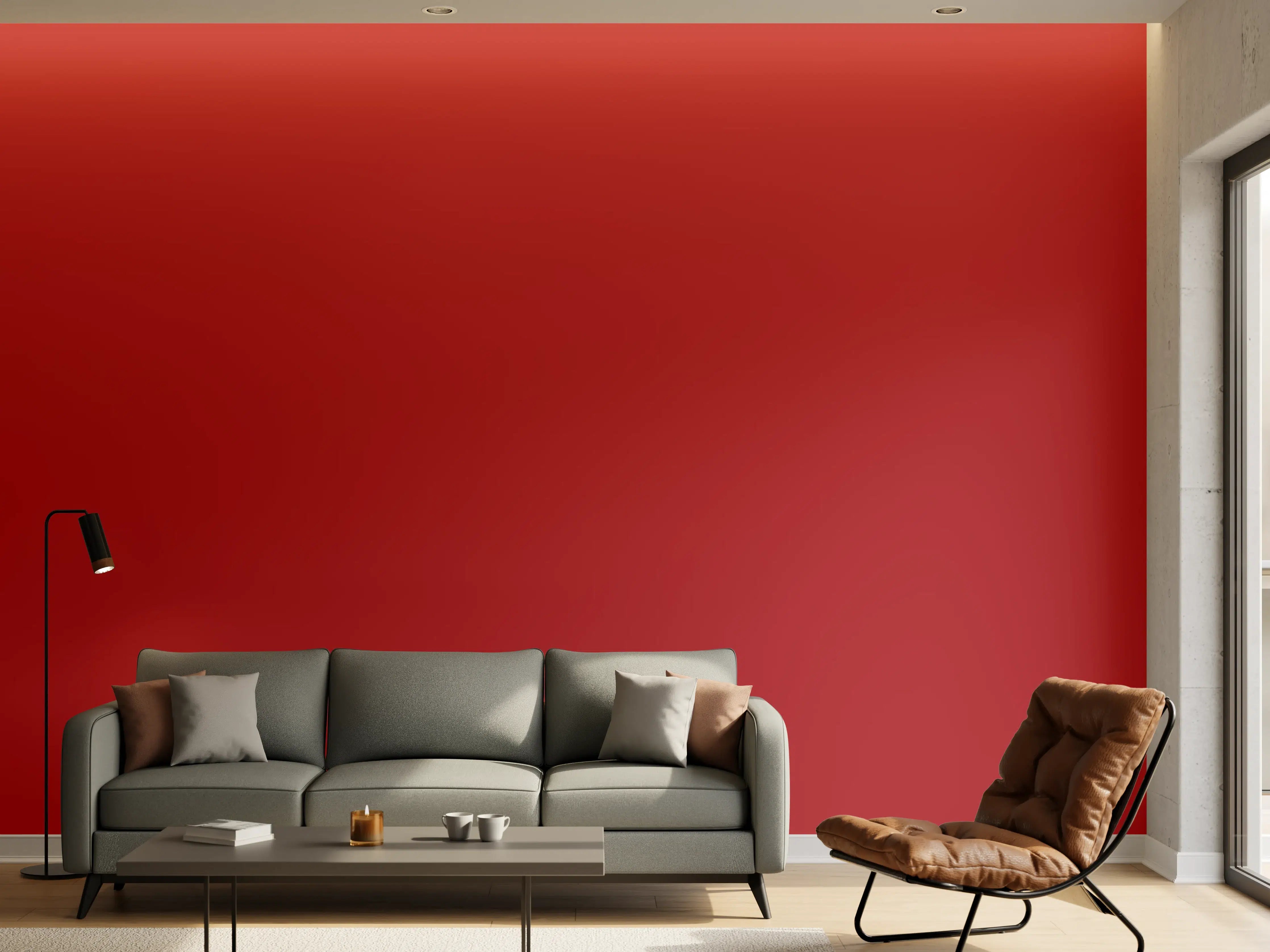 Wandverkleidung Wohnzimmer - RAL 3002 (Karminrot)