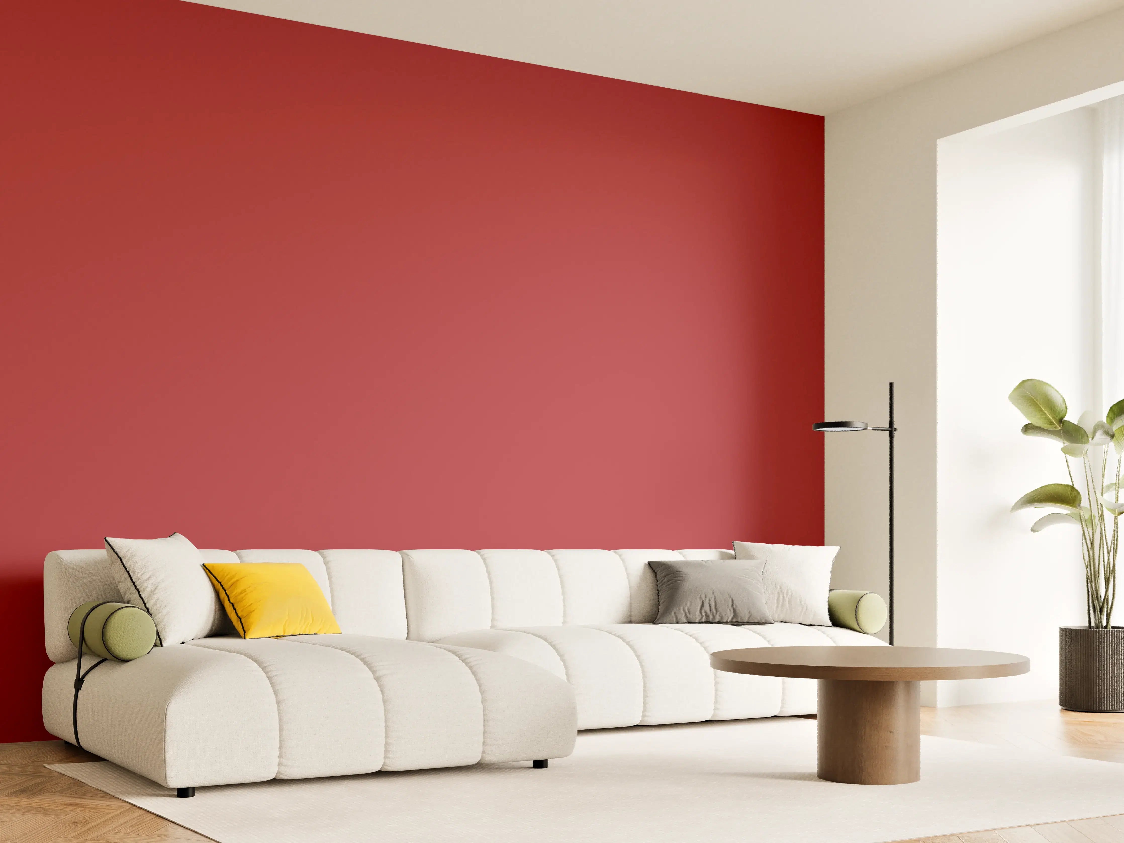 Wandverkleidung Wohnzimmer - RAL 3002 (Karminrot)