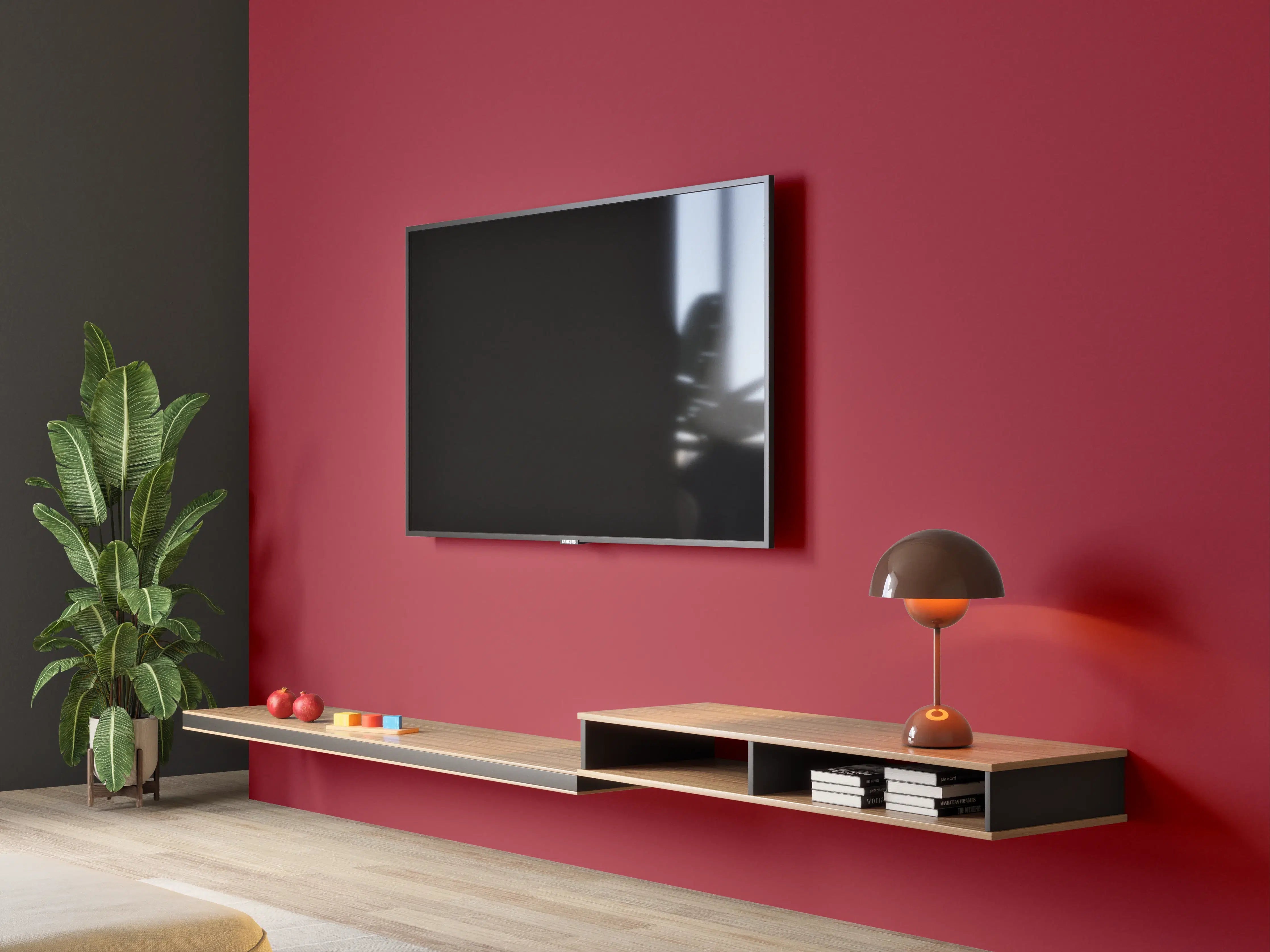 Wandverkleidung Wohnzimmer - RAL 3003 (Rubinrot)