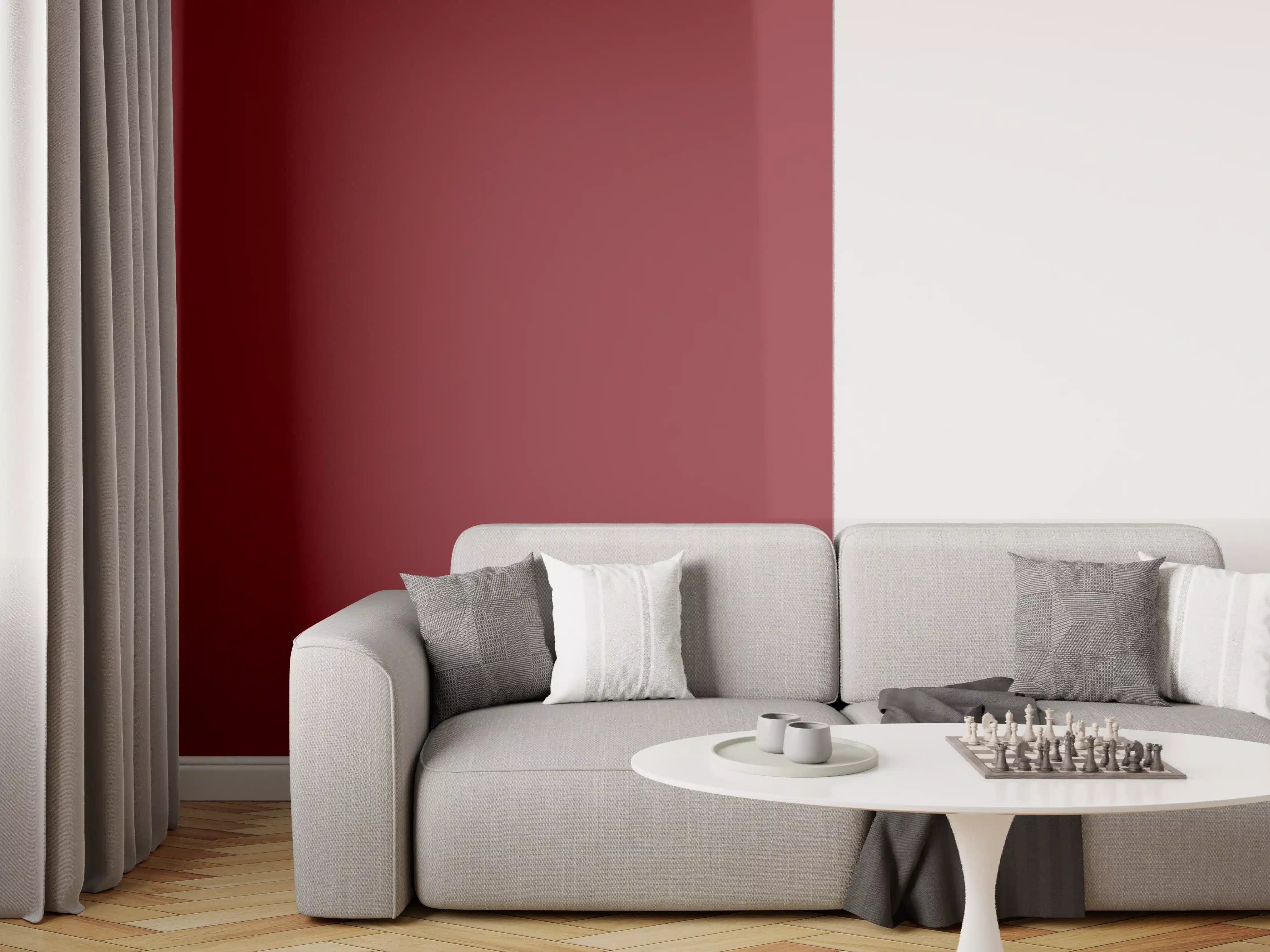 Wandverkleidung Wohnzimmer - RAL 3004 (Purpurrot)