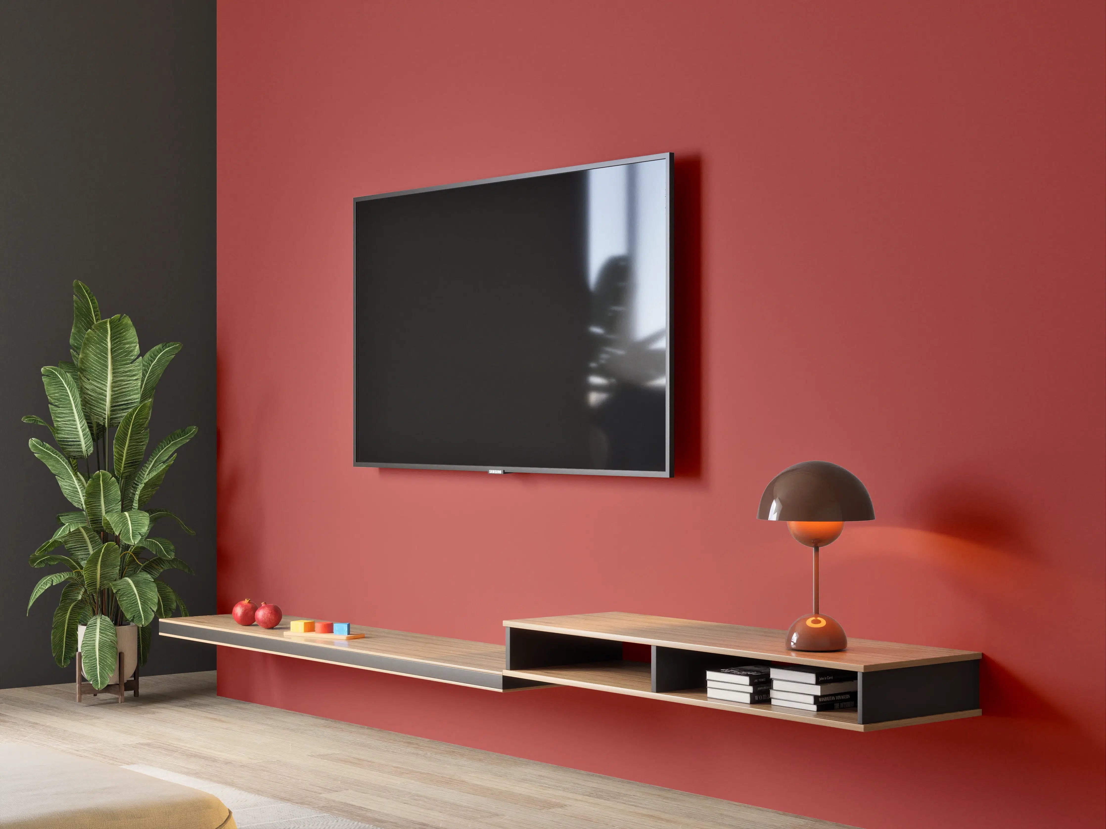 Wandverkleidung Wohnzimmer - RAL 3013 (tomatenrot)